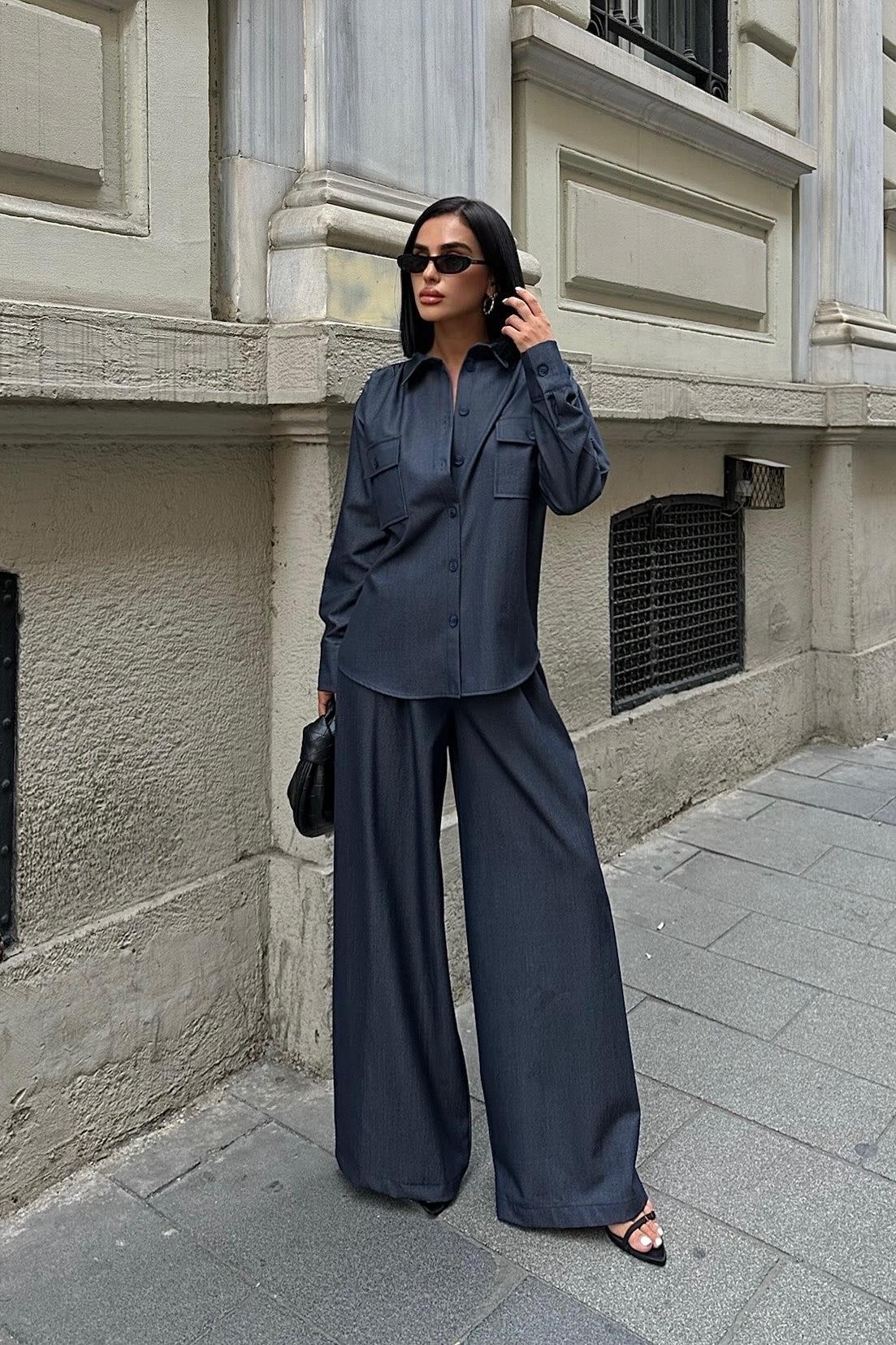 S5K9964Aleksandra Palazzo Pantolon Takım 9964