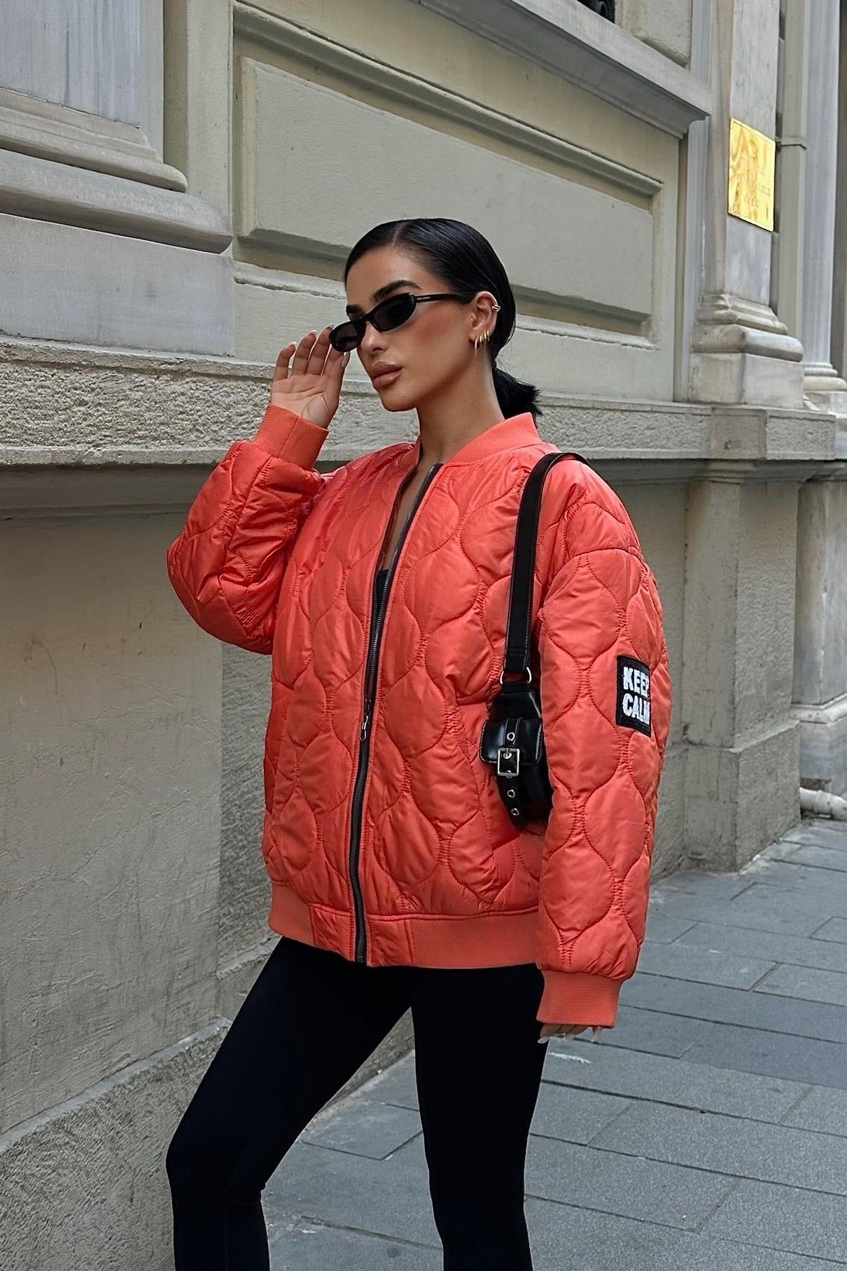 S5K7058Alisa Oversize Kapitone Bomber Ceket 7058 -08