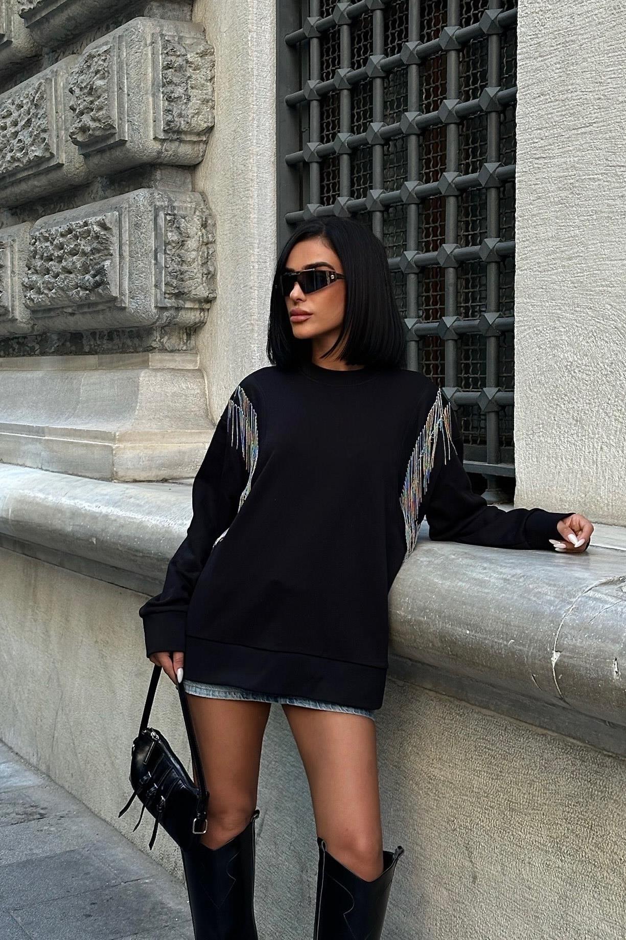 S5K8048Angelina Metalize Sarkaçlı Sweatshirt 8048 -08