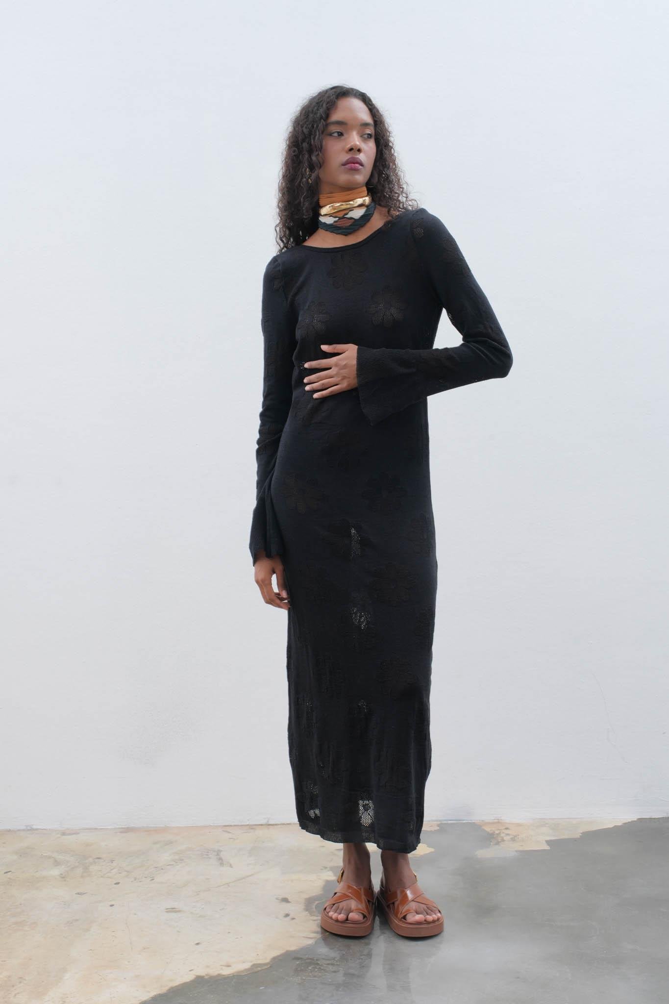 S5K2793Belen Çiçek Desenli Maxi Boy Elbise 2793