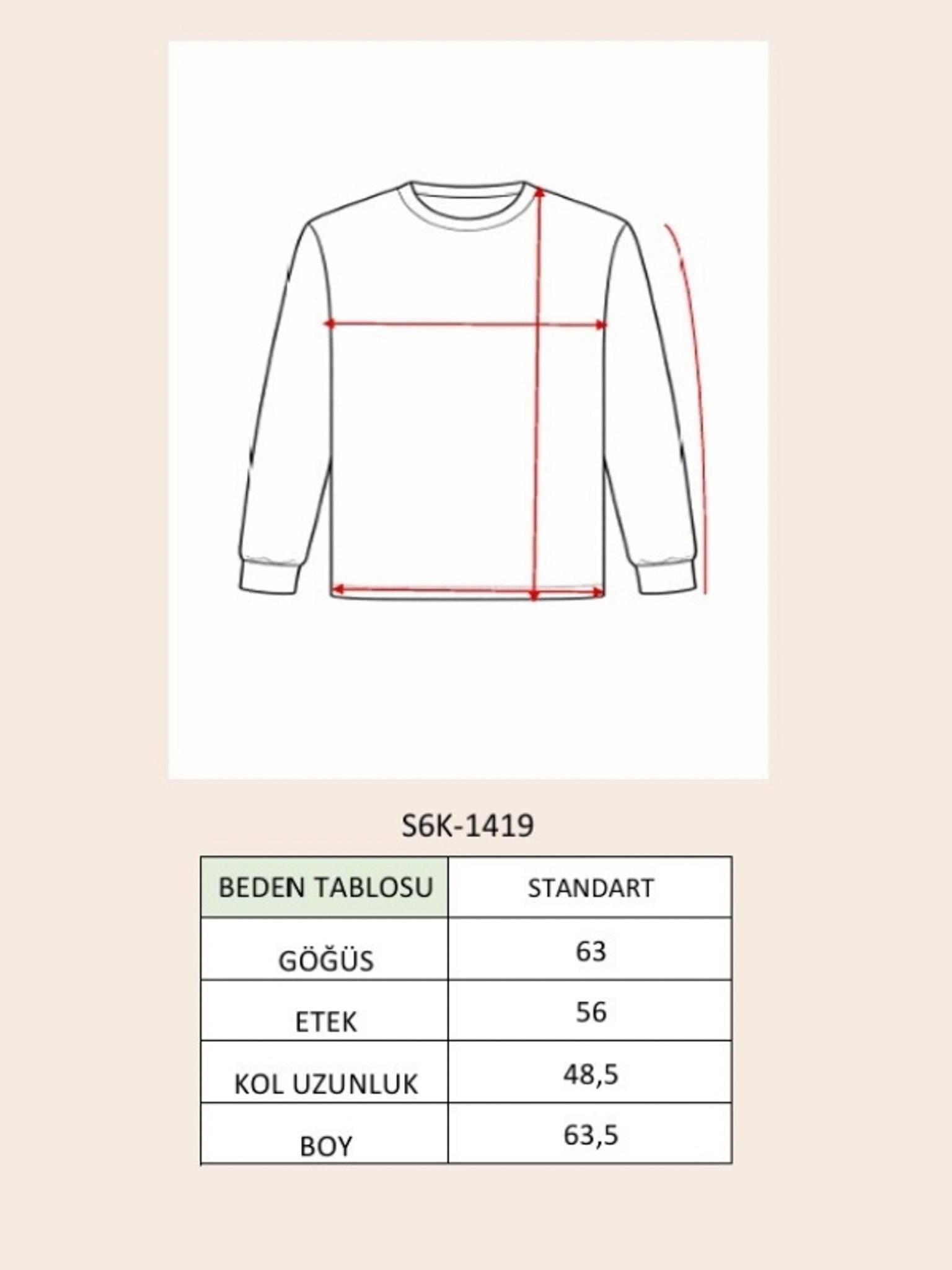 S6K1419CHBisiklet Yaka Oversize Çizgili Triko Kazak 1419