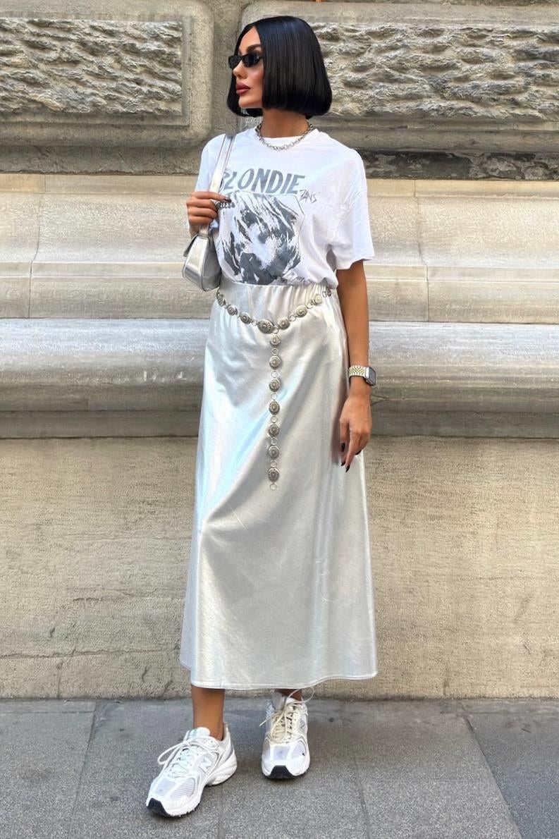 S5K4042Daily Silver Lacquer Skirt 4042
