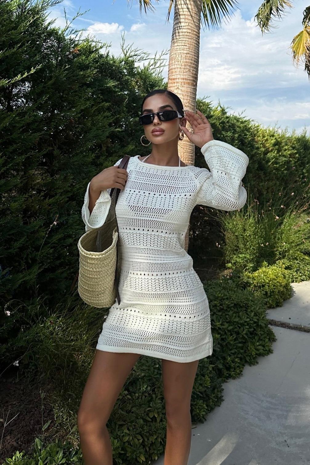 S4K2560Daisy Kroşe Mini Elbise 2560-01