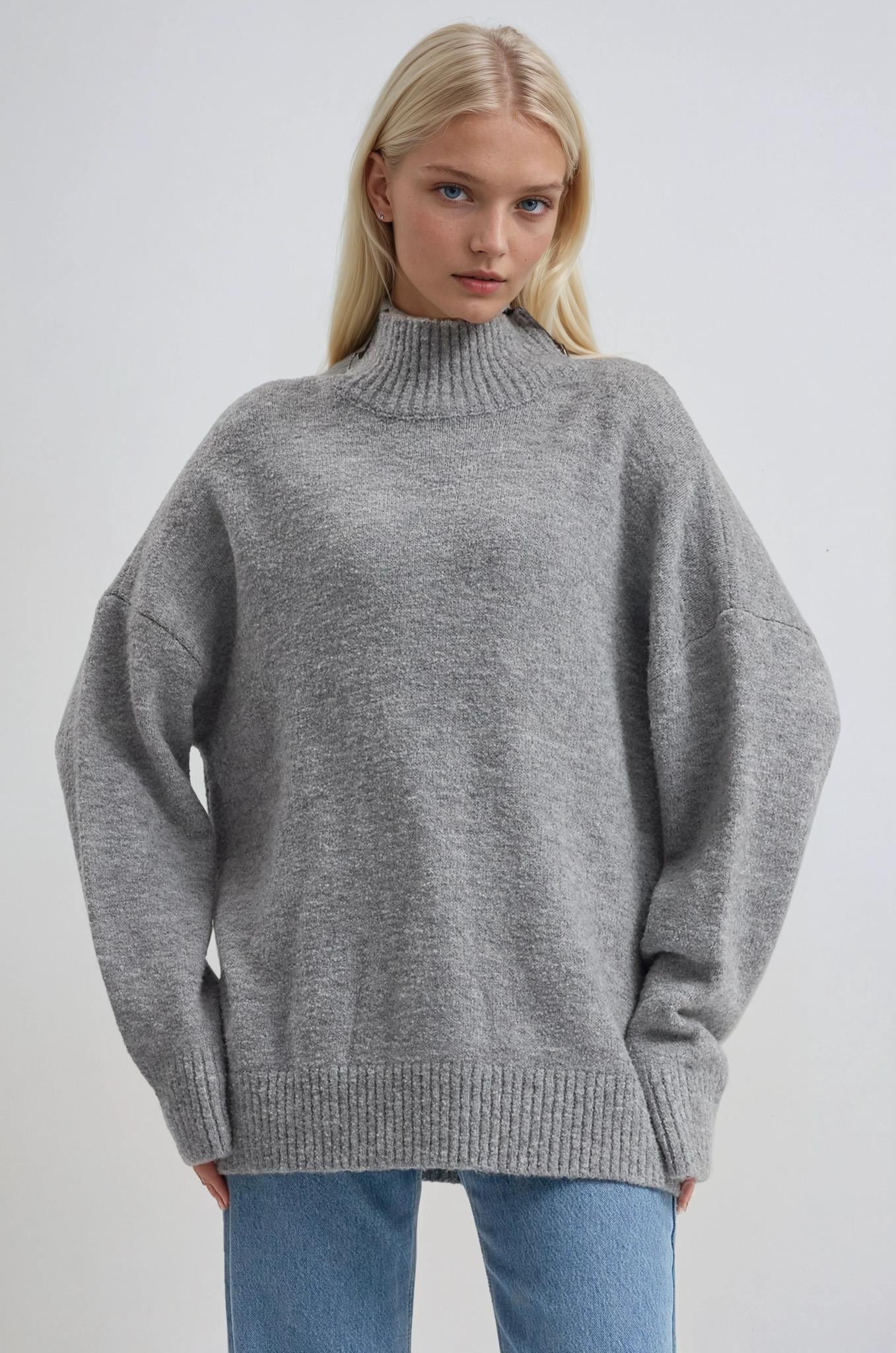 S6K1414FMGeniş Lastikli Oversize Triko Kazak 1414