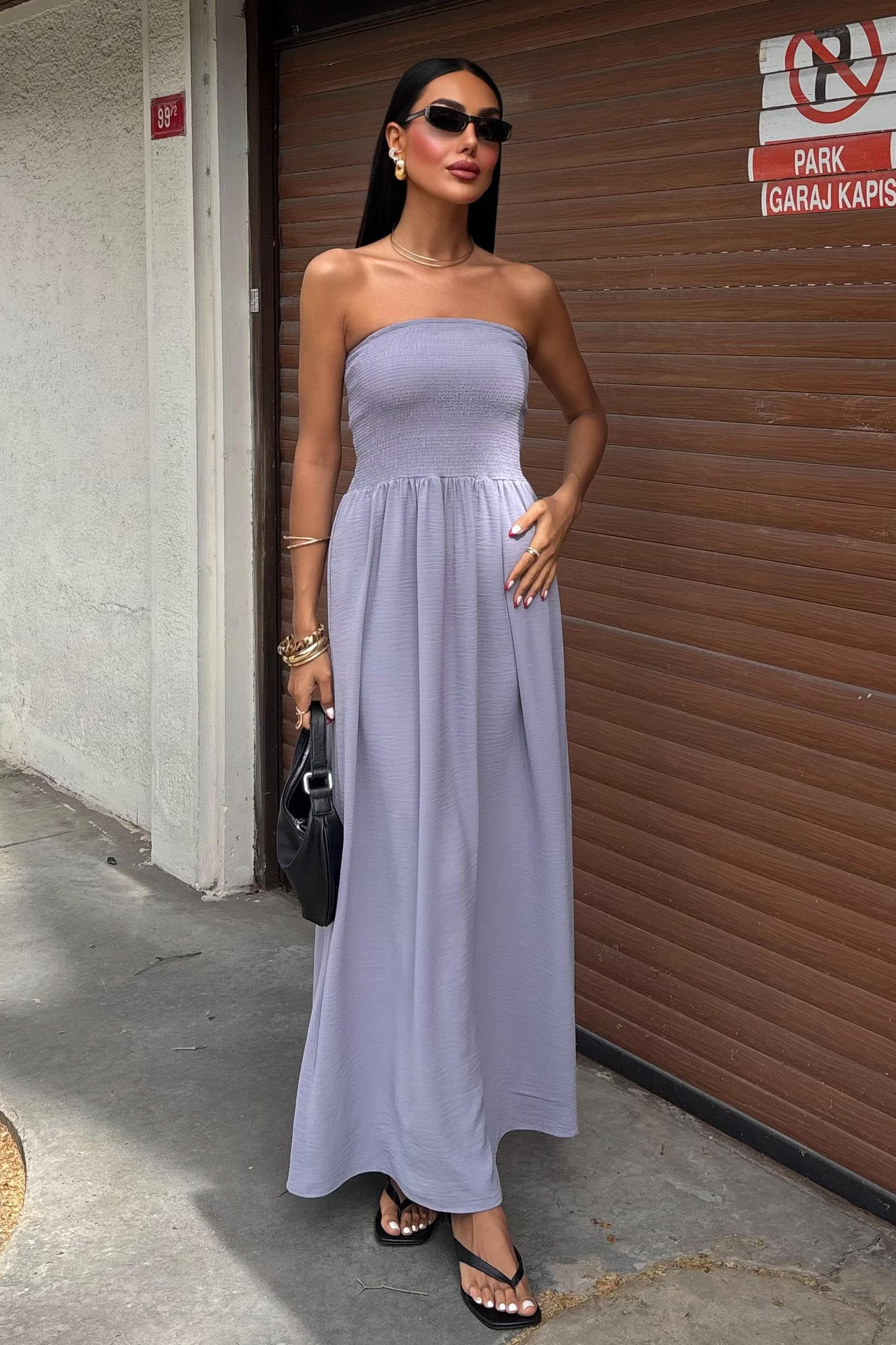 S5Y2878Göğsü Gipeli Straplez Elbise 2878