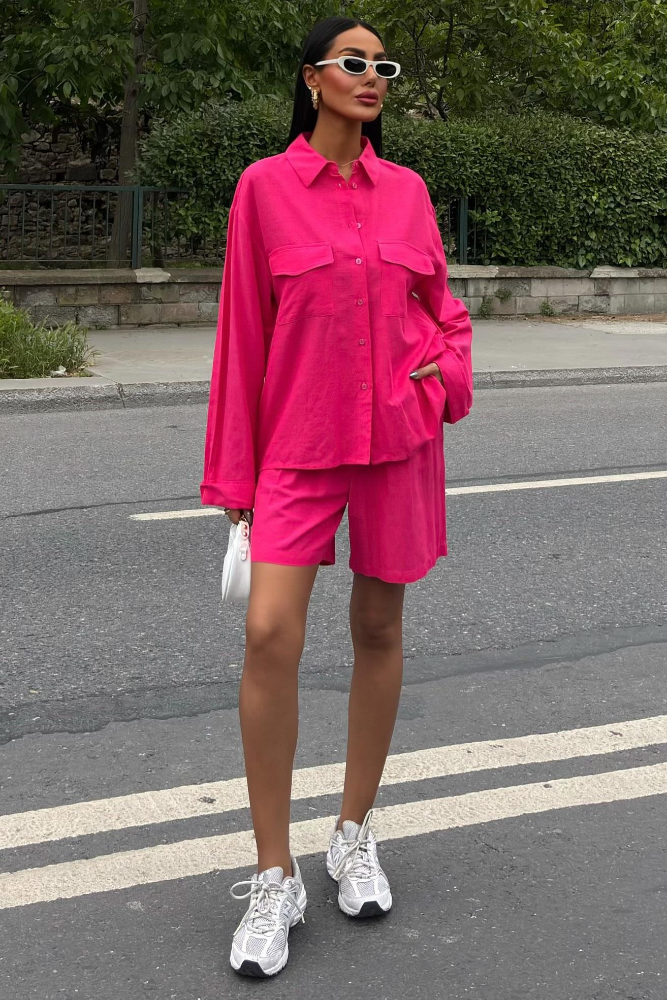 S5Y10130Shirt and Shorts Flamed Linen Set 10130