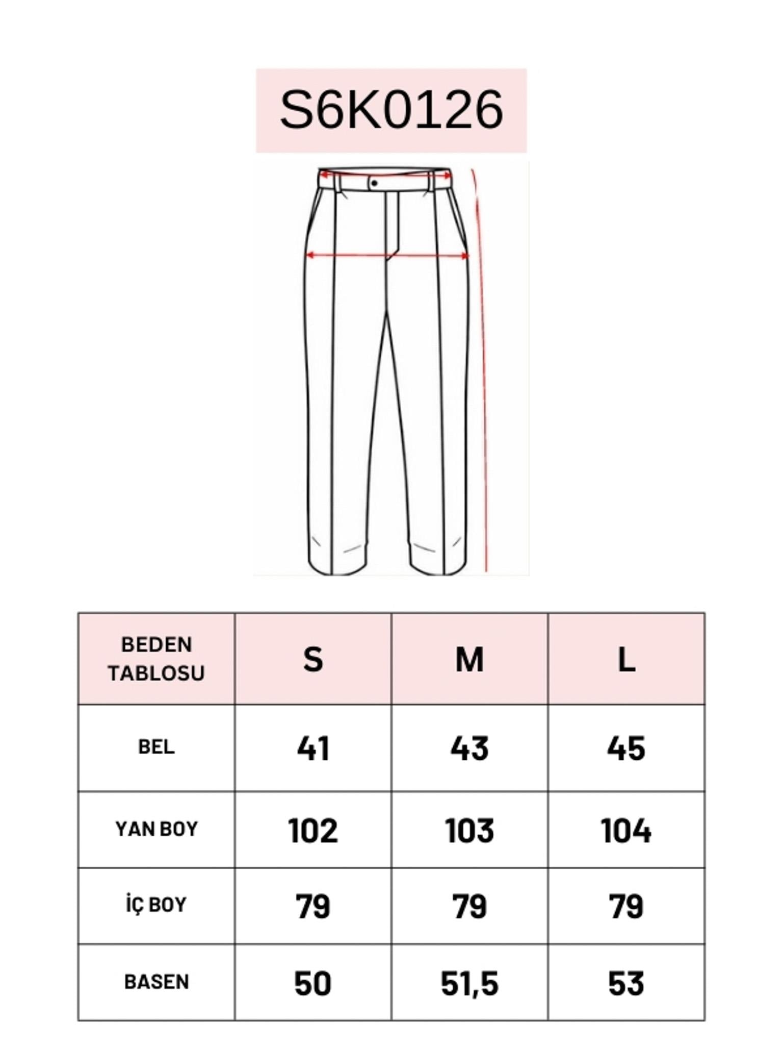 S6K0126CRKemer Detaylı Basic Geniş Paça Pantolon  0126