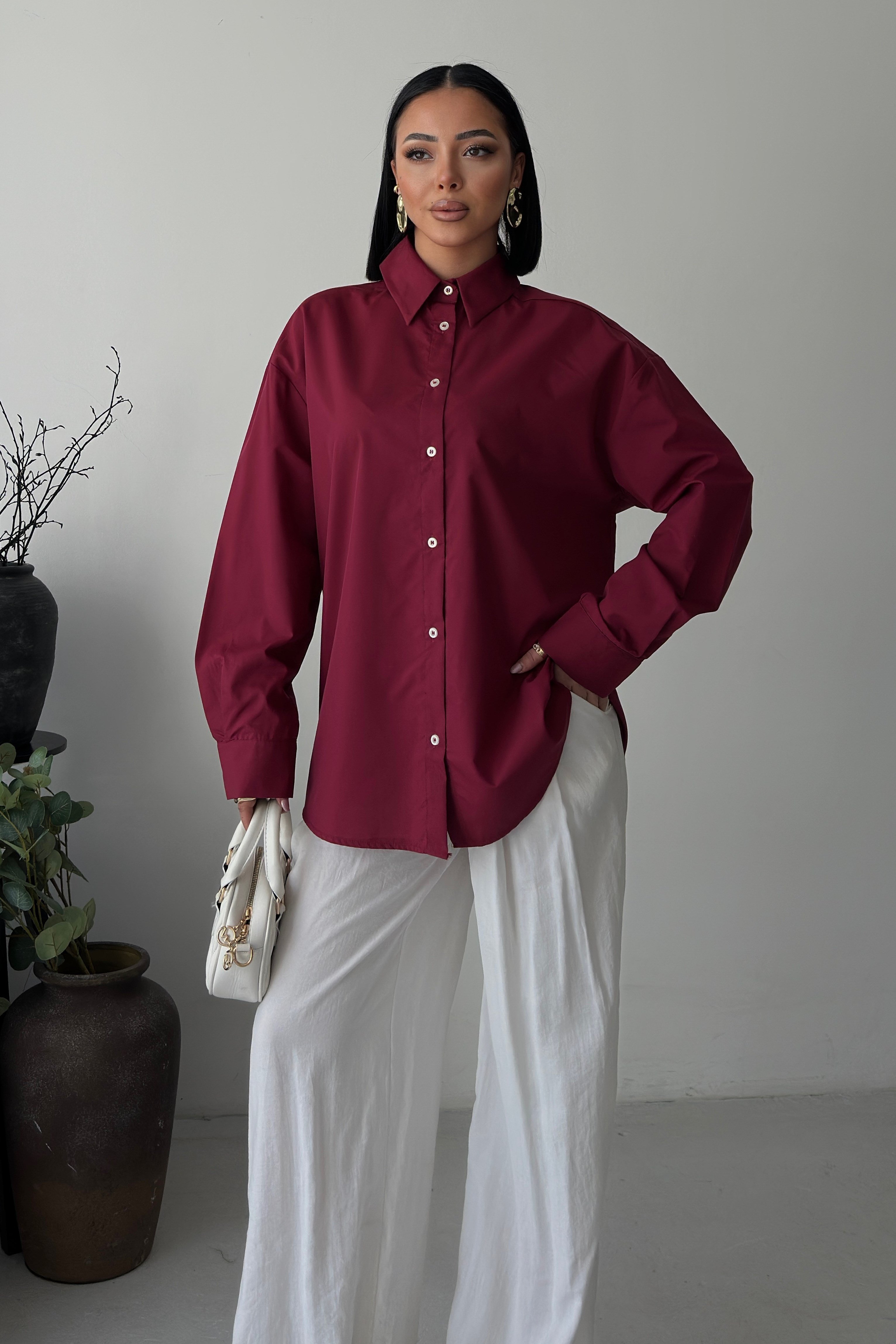 S5Y3421Классическая рубашка из поплина Oversize 3421