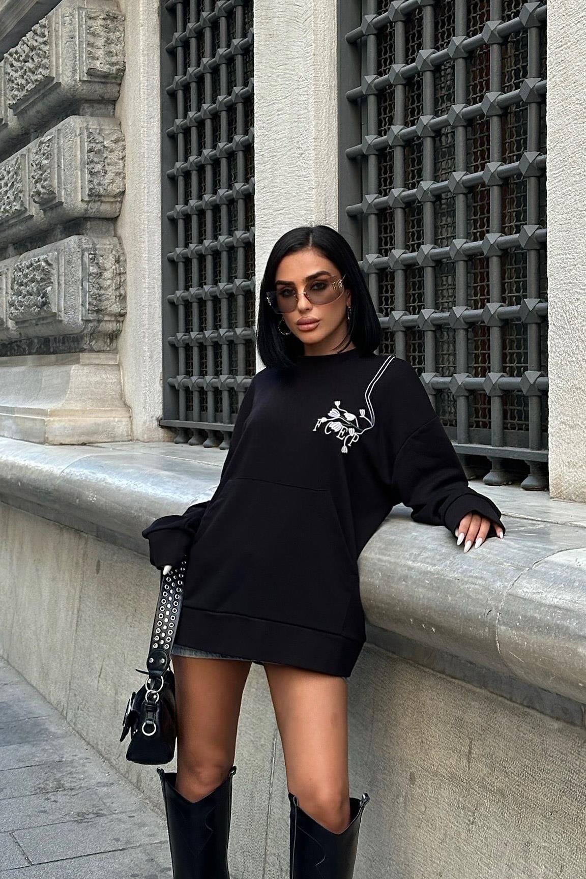 S5K8050Marison Çiçek Nakışlı Sweatshirt 8050 -08