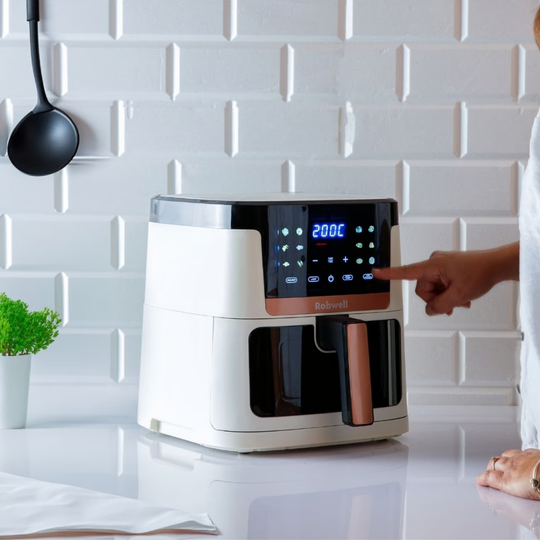 Robwell Sr81 Yeni Nesil Renkli Menü 12 Pişirme Ayarlı 1800W Akıllı Sesli Uyarı 7lt Air Fryer