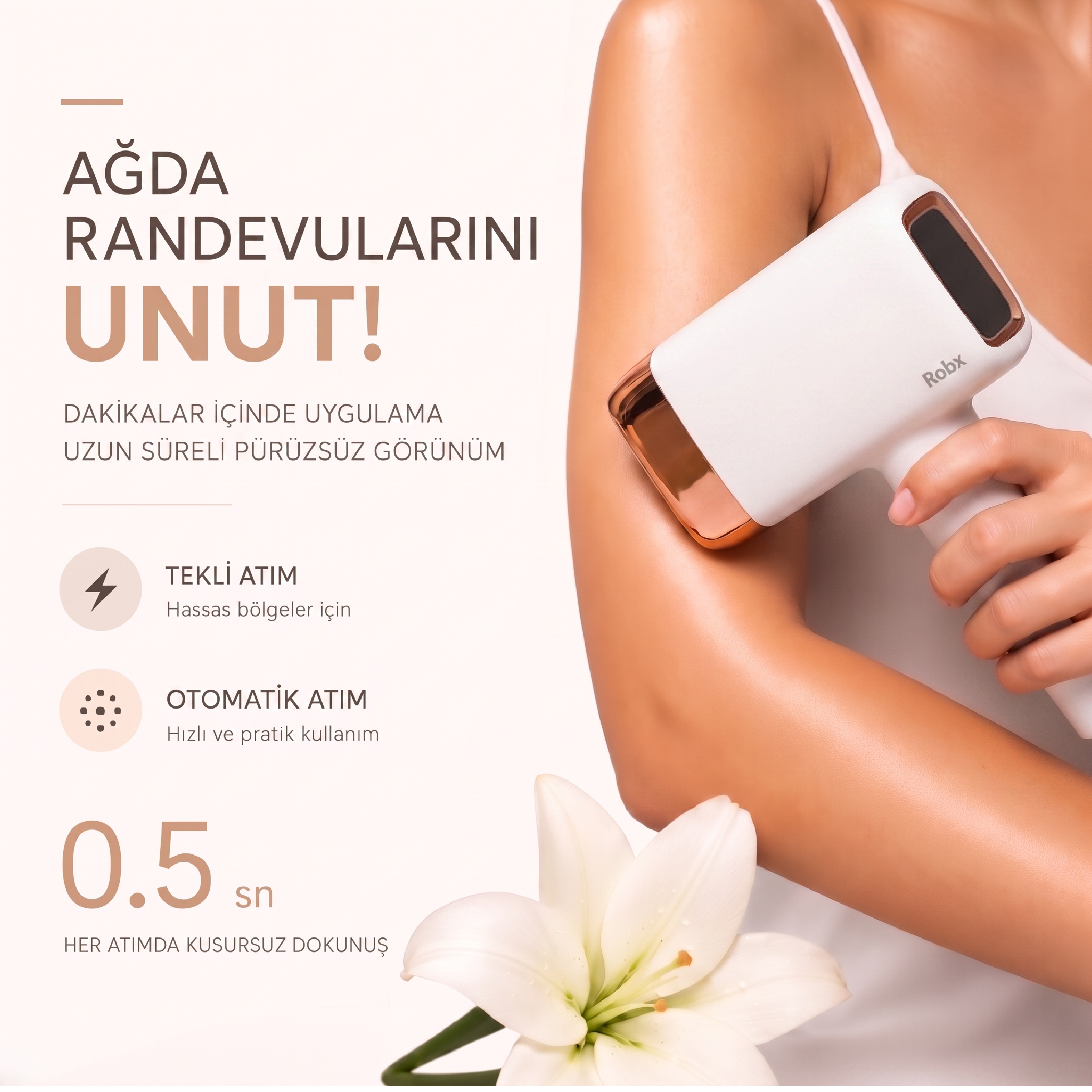 Robx A2024 Yeni Seri IPL 3 Milyon Atım Bay-Bayan IPL Cihazı Beyaz 