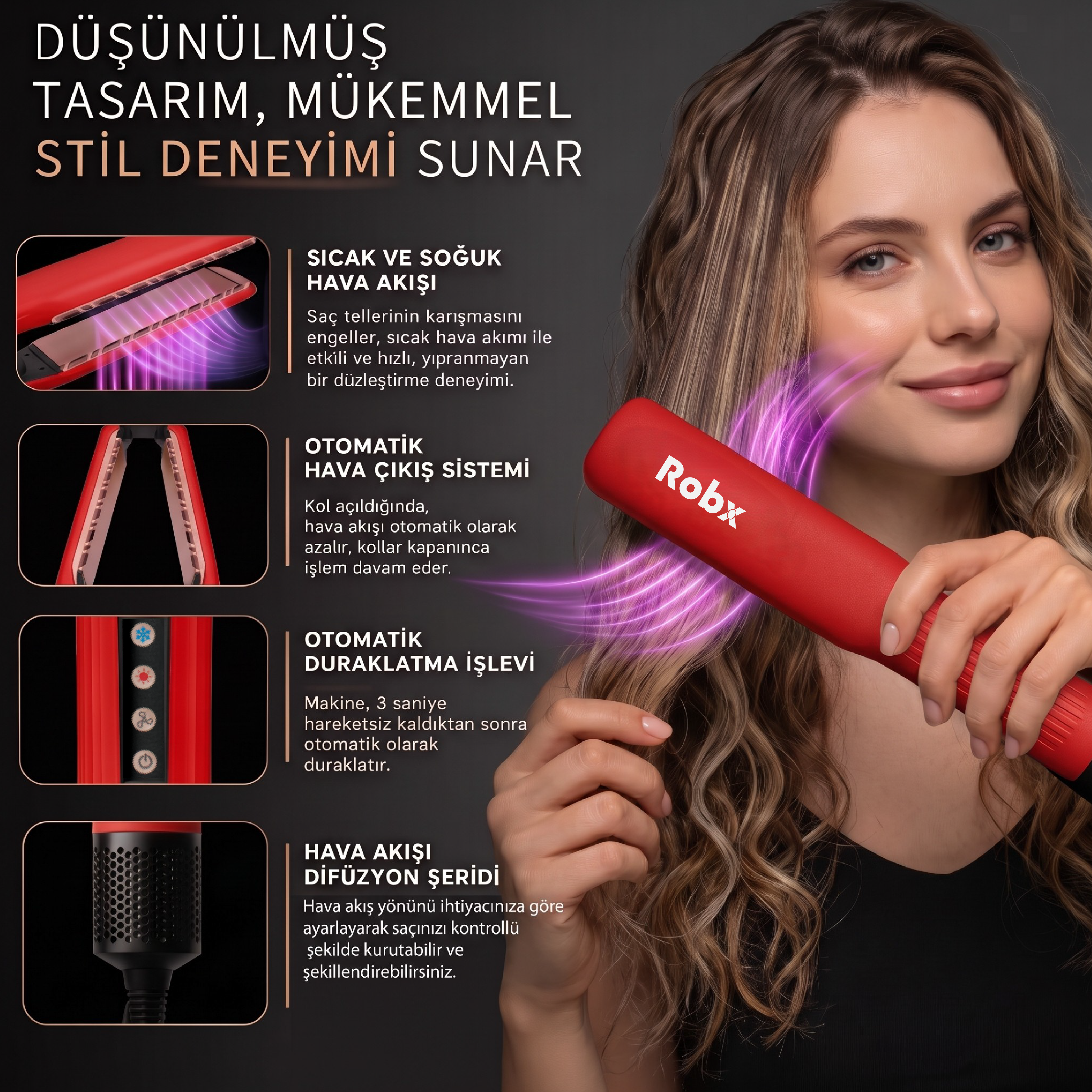 Robx Airflow Islak Ve Kuru Hava Üflemeli Saç Düzleştirici
