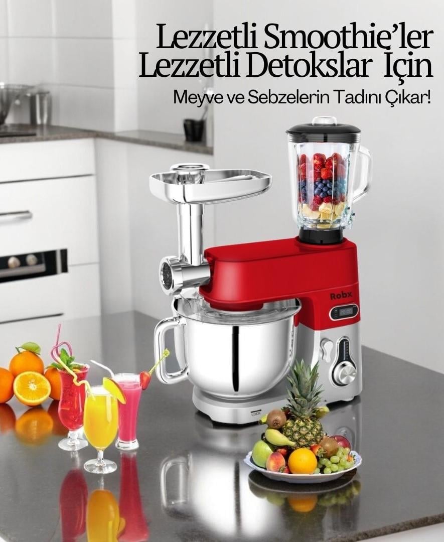 Robx Sr50 Döküm Gövde 7 Litre Hamur Yoğurma Kıyma Çekme Blender Mixer Set