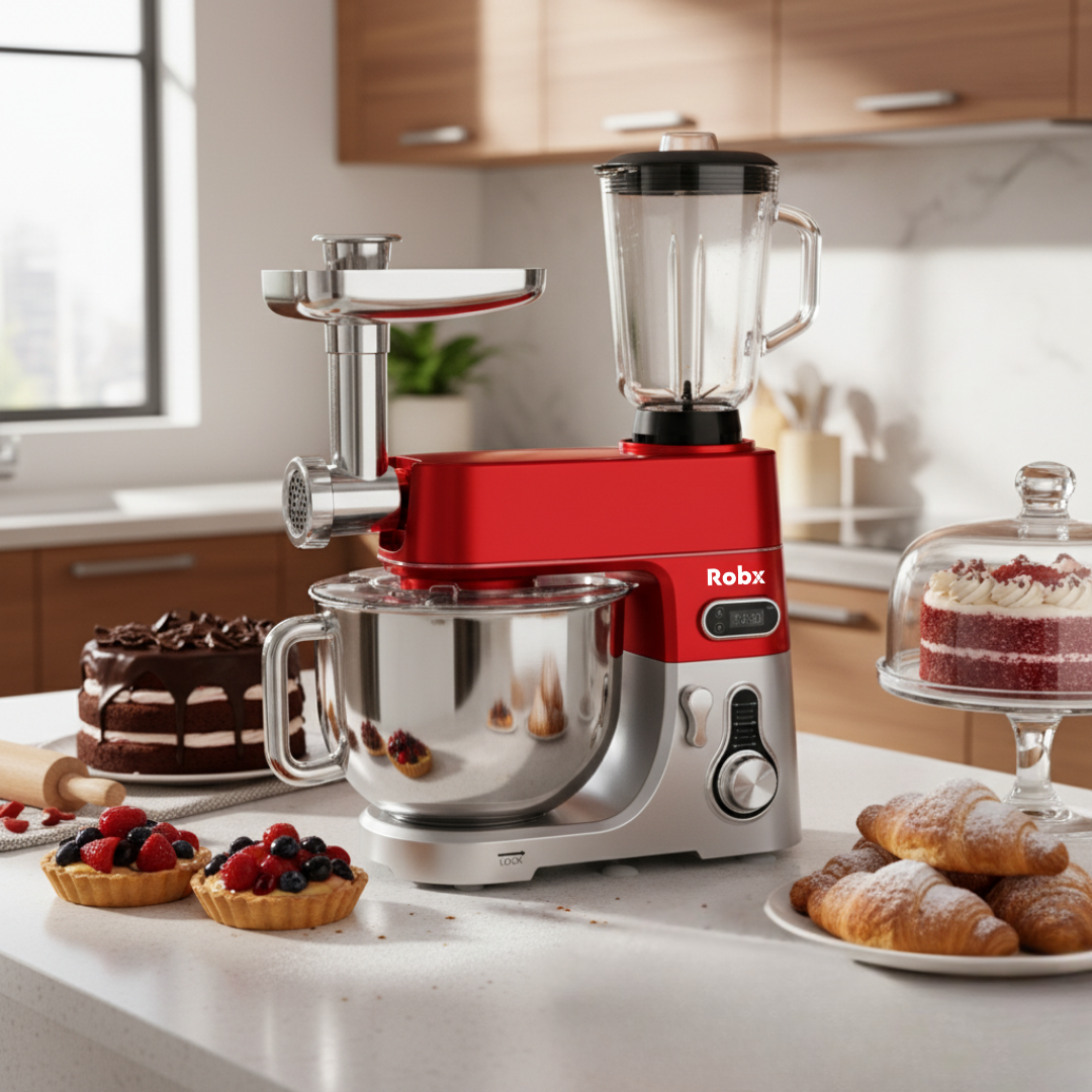 Robx Sr50 Döküm Gövde 7 Litre Hamur Yoğurma Kıyma Çekme Blender Mixer Set