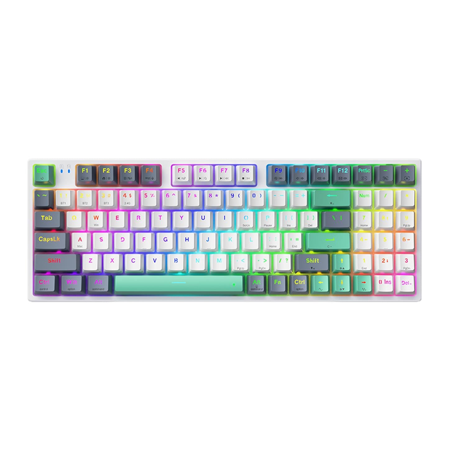 Machenike K500 Pro-B94W Tri Mode Silver Switch RGB Beyaz Gaming Klavye