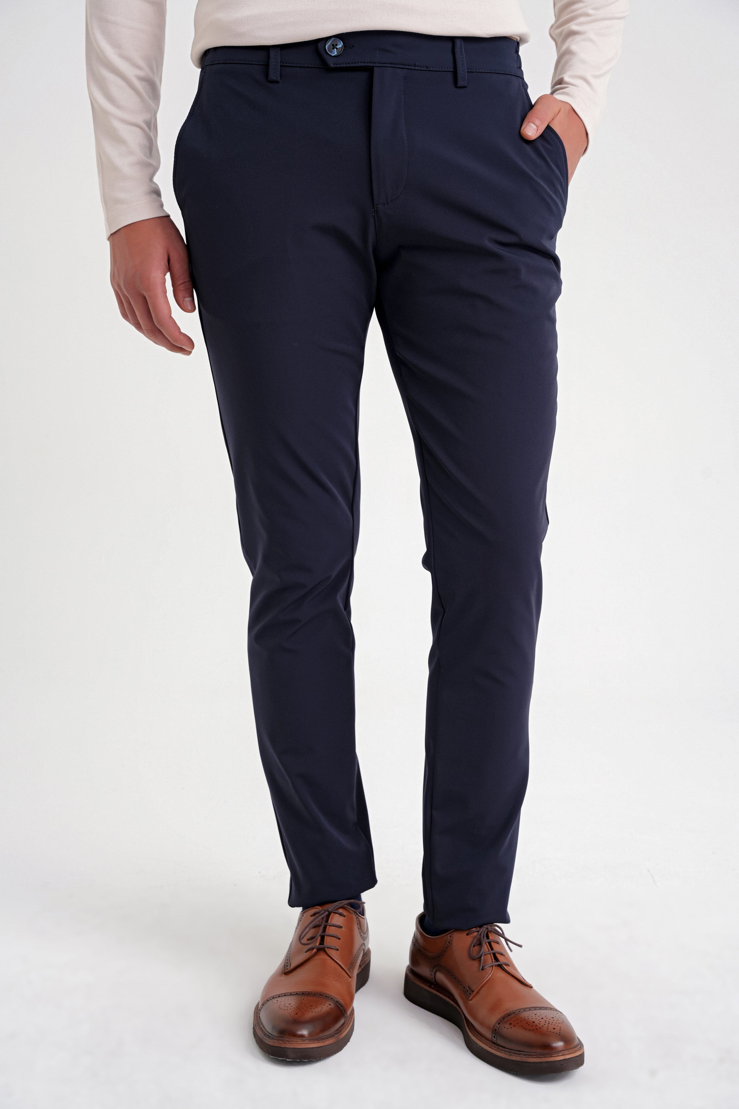 Comfort Fit Beli Lastikli Esnek Pamuk Lacivert-2 Pantolon P 1173