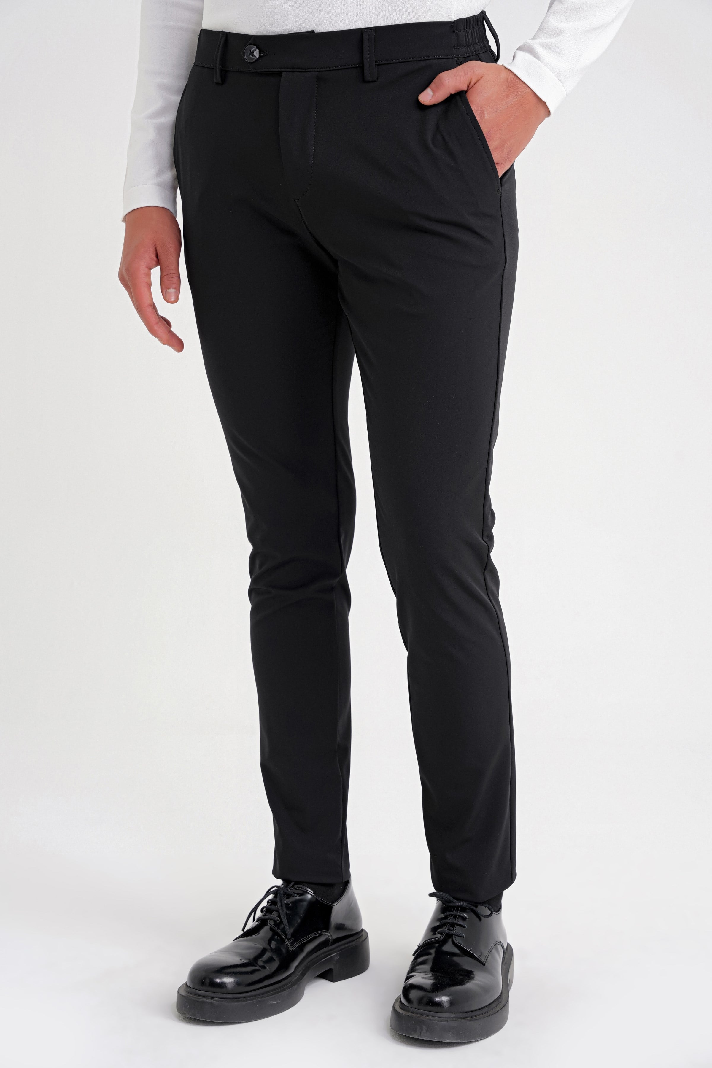 Comfort Fit Beli Lastikli Esnek Pamuk Siyah-1 Pantolon P 1173