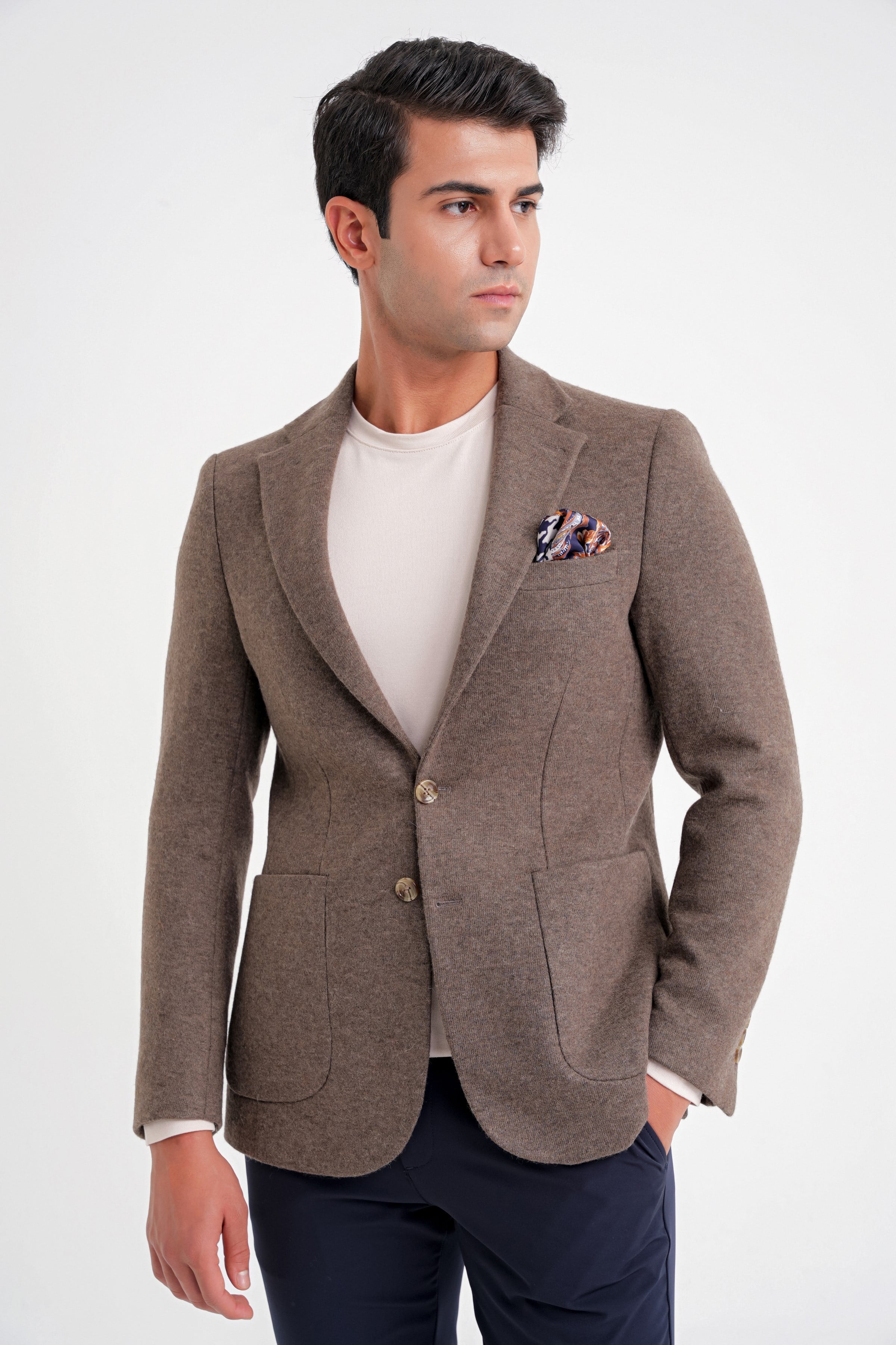 Comfort Fit Mono Yaka %100 Yün Vizon Ceket C 717