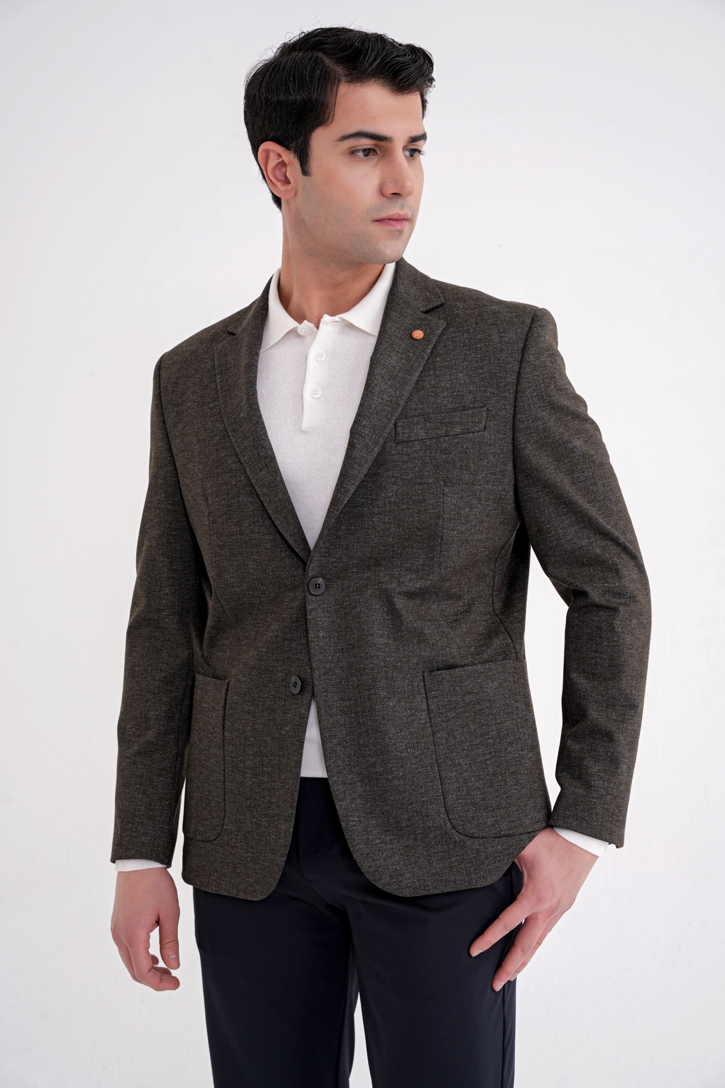 Comfort Fit Mono Yaka Çift Yırtmaç Pamuklu Haki Ceket C 720