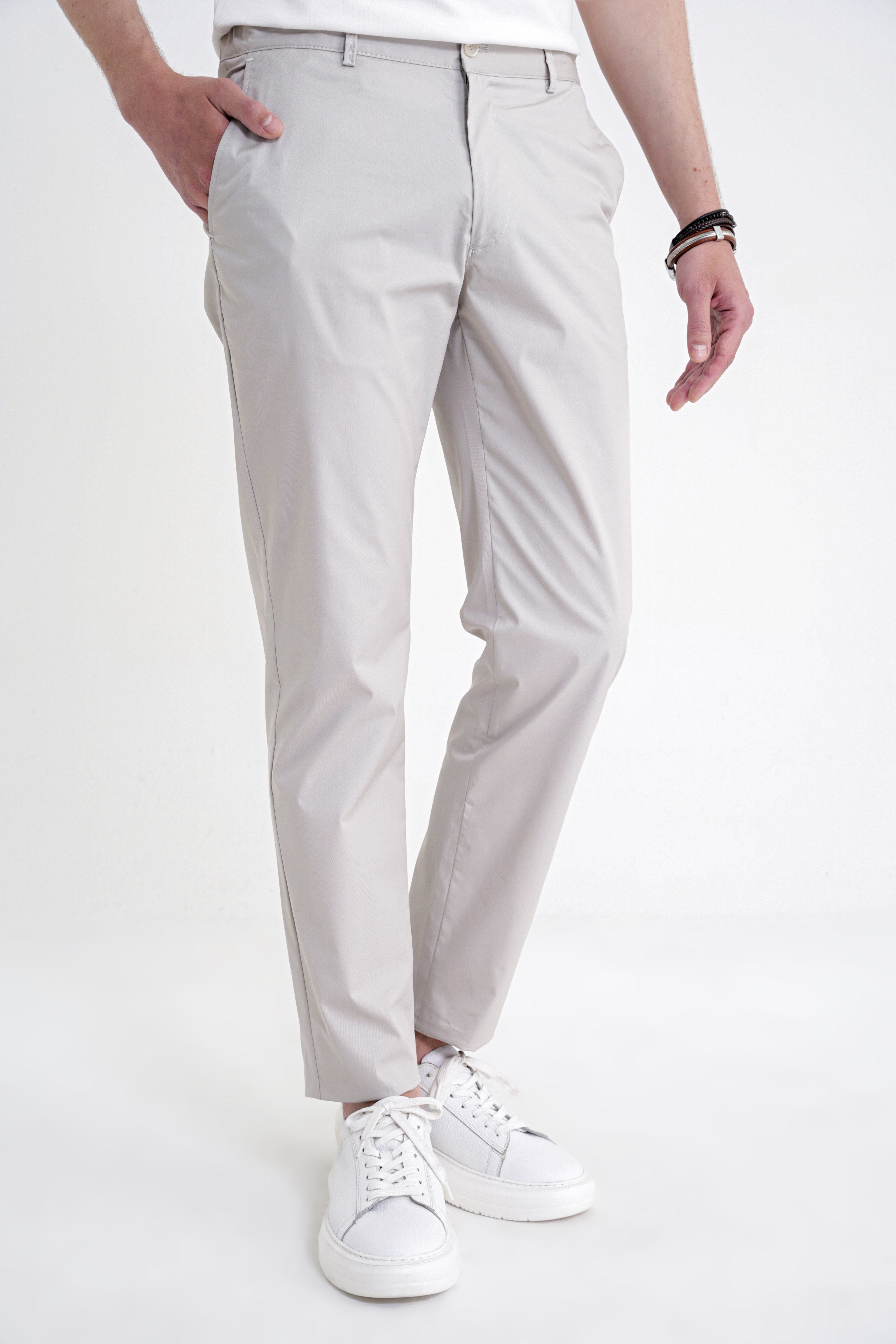 Comfort Fit Rahat Kalıp Yan Cep Beli Lastikli %97 Pamuk Taş Pantolon P 1214