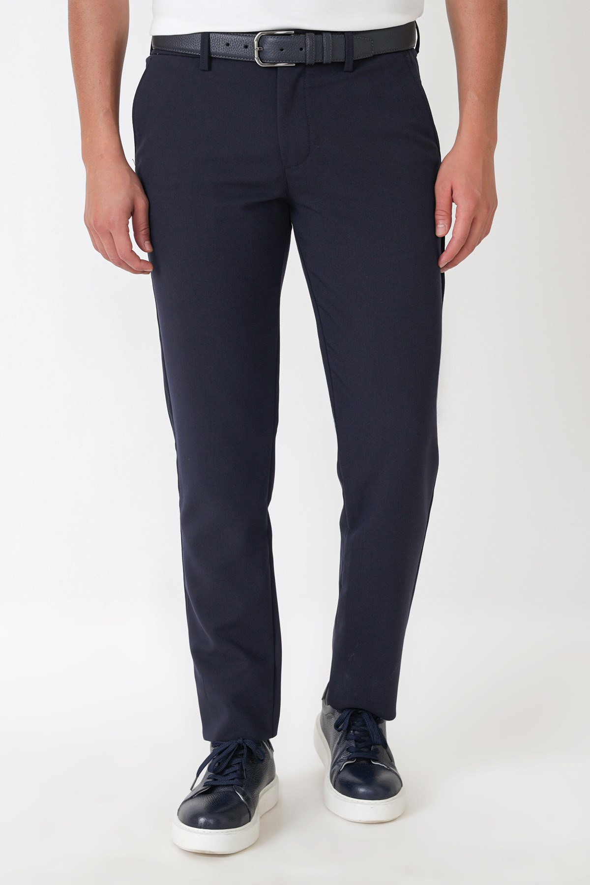 Comfort Fit Yan Cepli Esnek Pamuklu Lacivert Pantolon P 1234