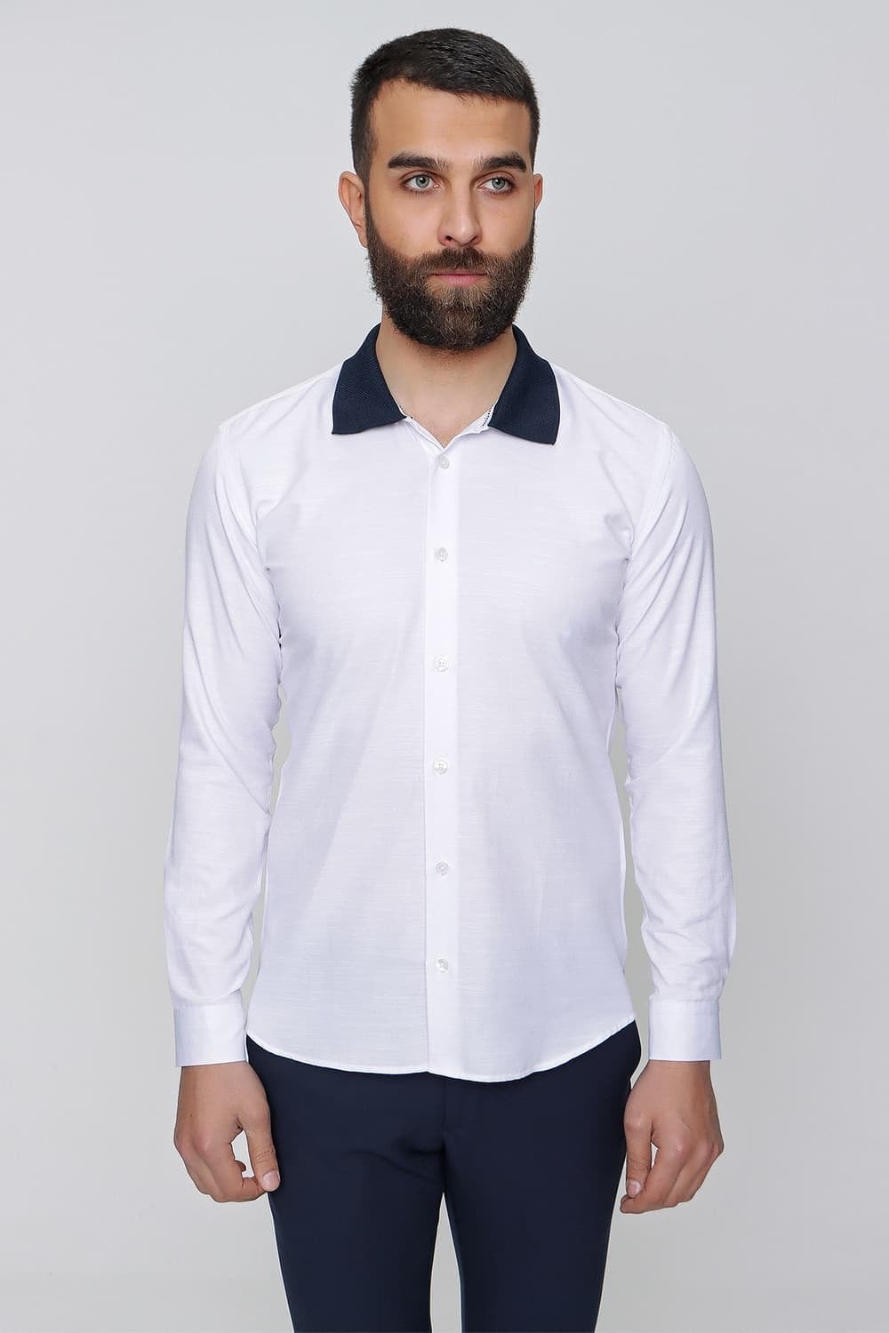 G 1491 Slim Fit Beyaz Spor Gömlek