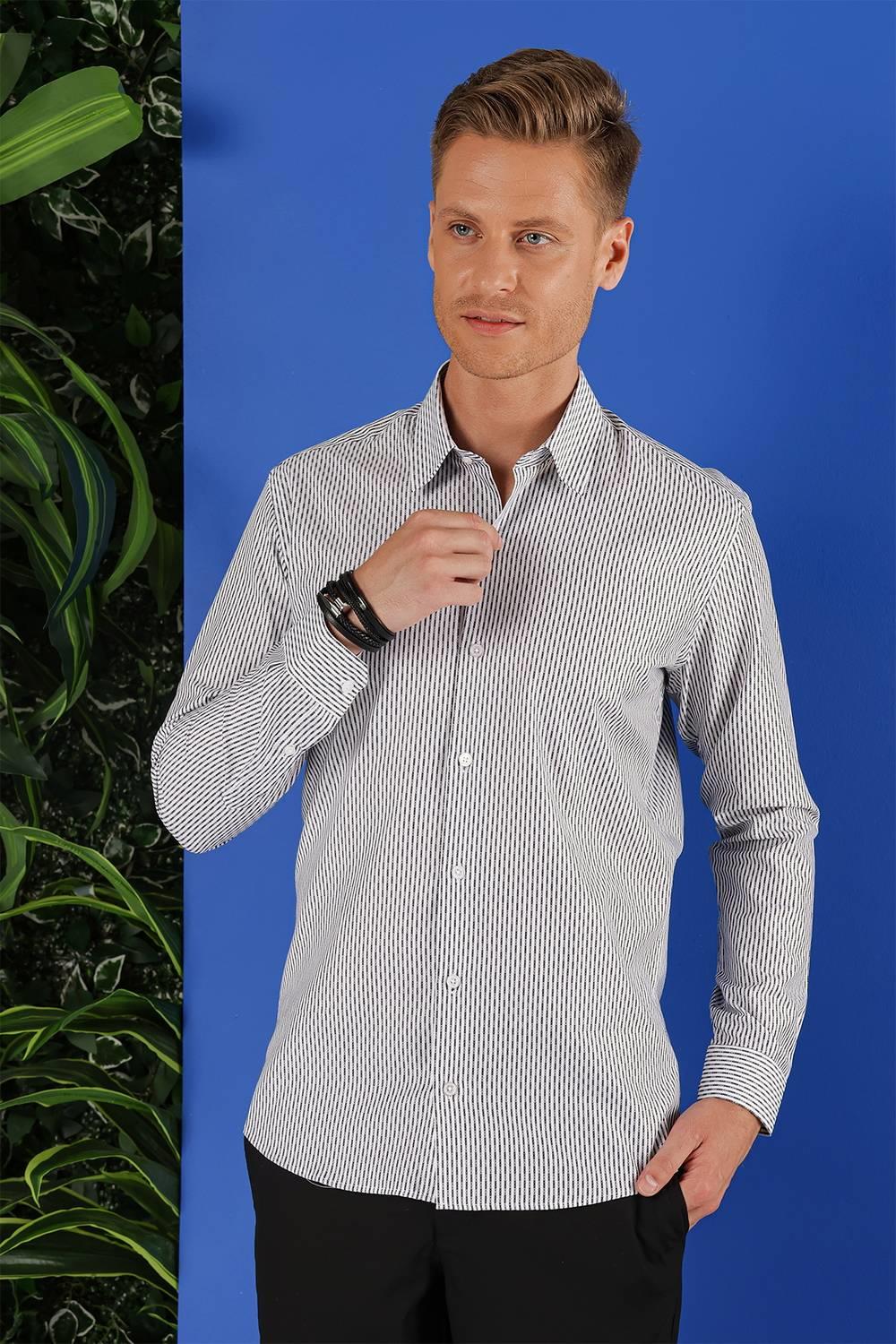 G 1519 Slim Fit Beyaz Spor Gömlek