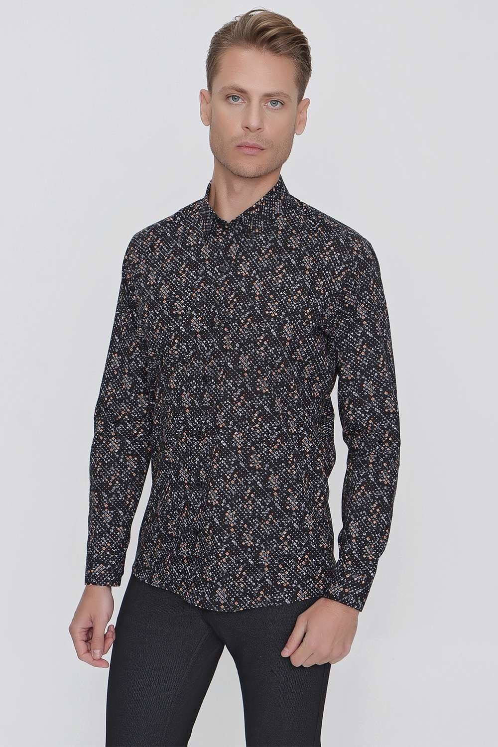 G 1520 Slim Fit Siyah Spor Gömlek