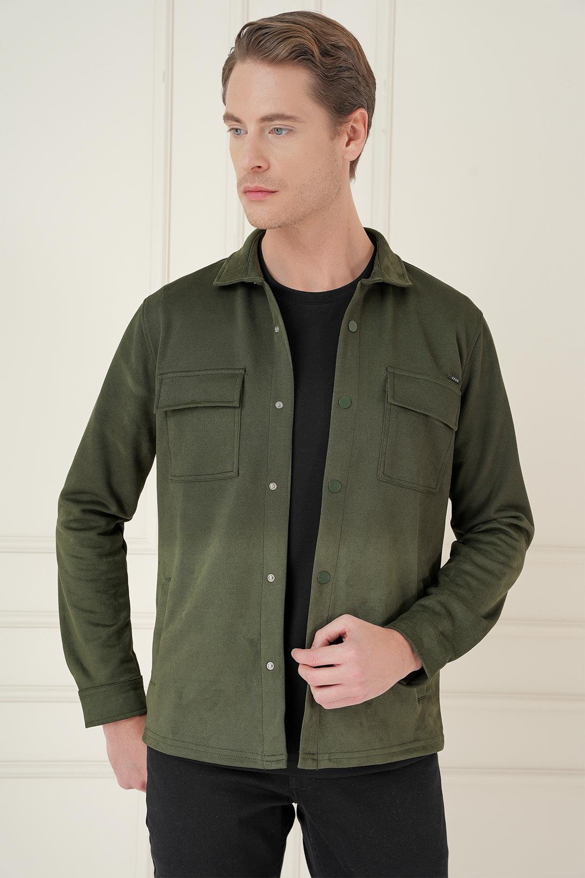 G 1578 Slim Fit Haki Klasik Gömlek