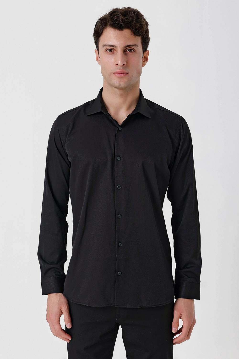 GK 677 Slim Fit Siyah Altro Gömlek