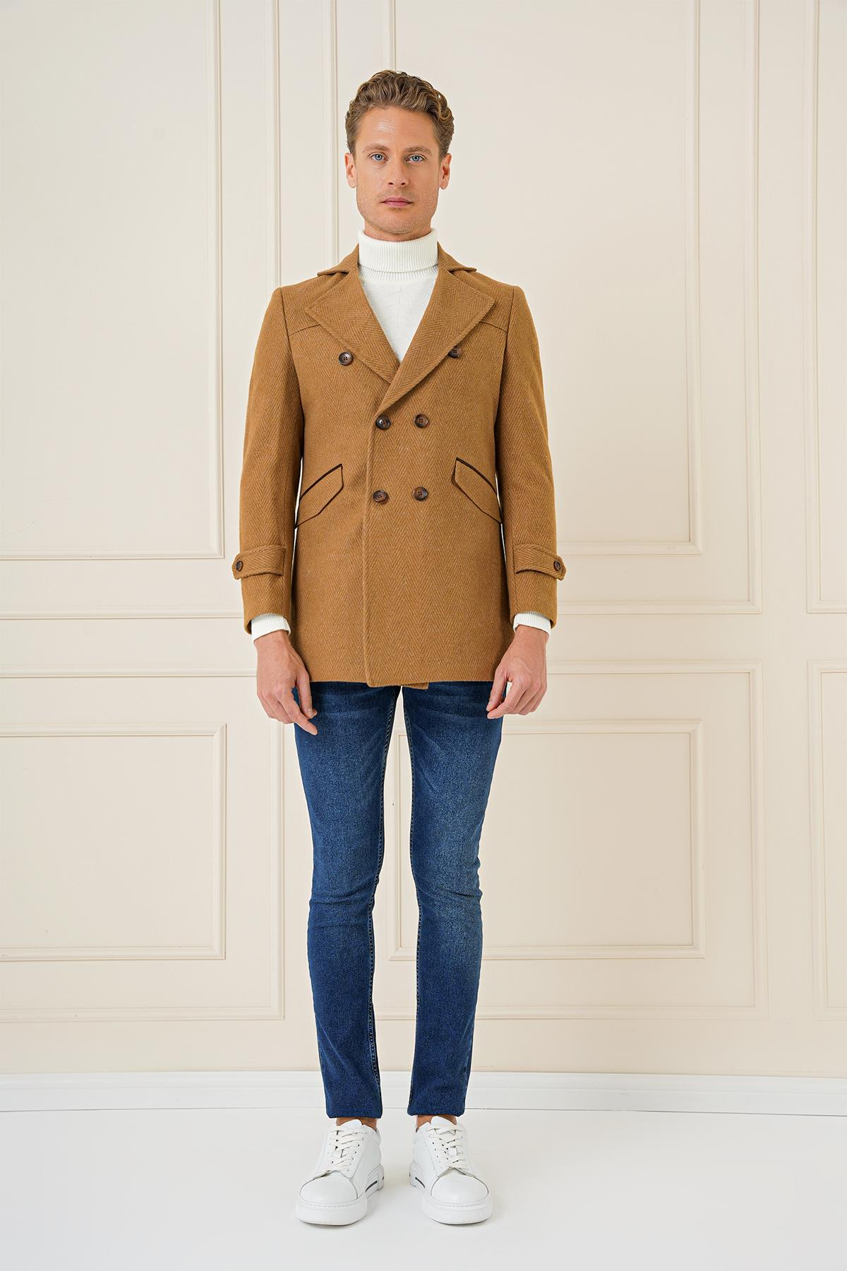KA 082 Slim Fit Camel Spor Kaban