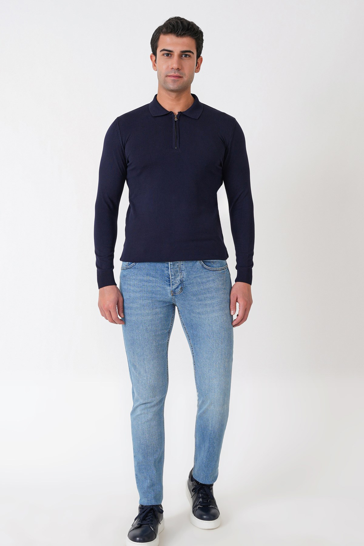 Slim Fit Beş Cepli Likralı Yıkamalı Mavi Jean Kot Pantolon Denim 135