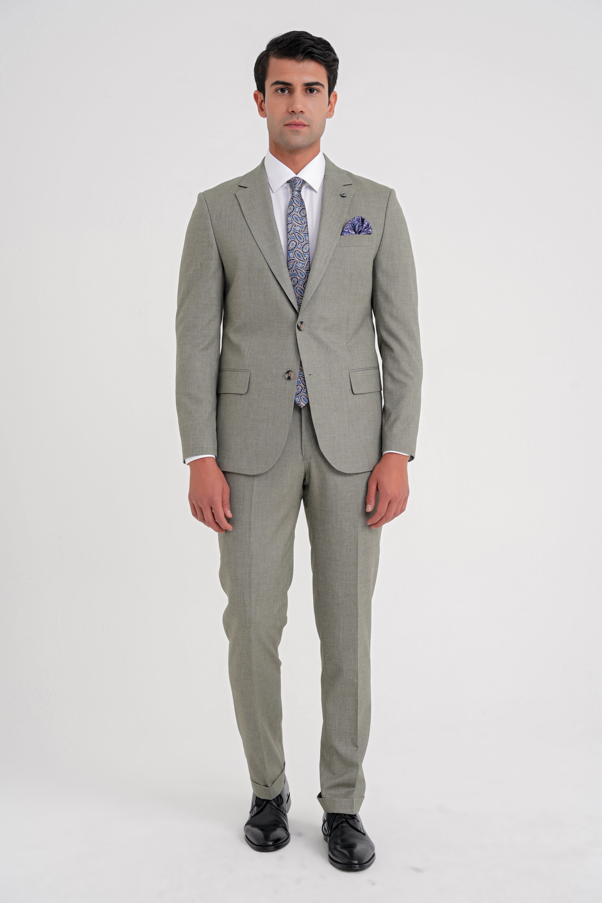 Slim Fit Çift Yırtmaç Esnek Yün Nefti Takım Elbise Tk 918