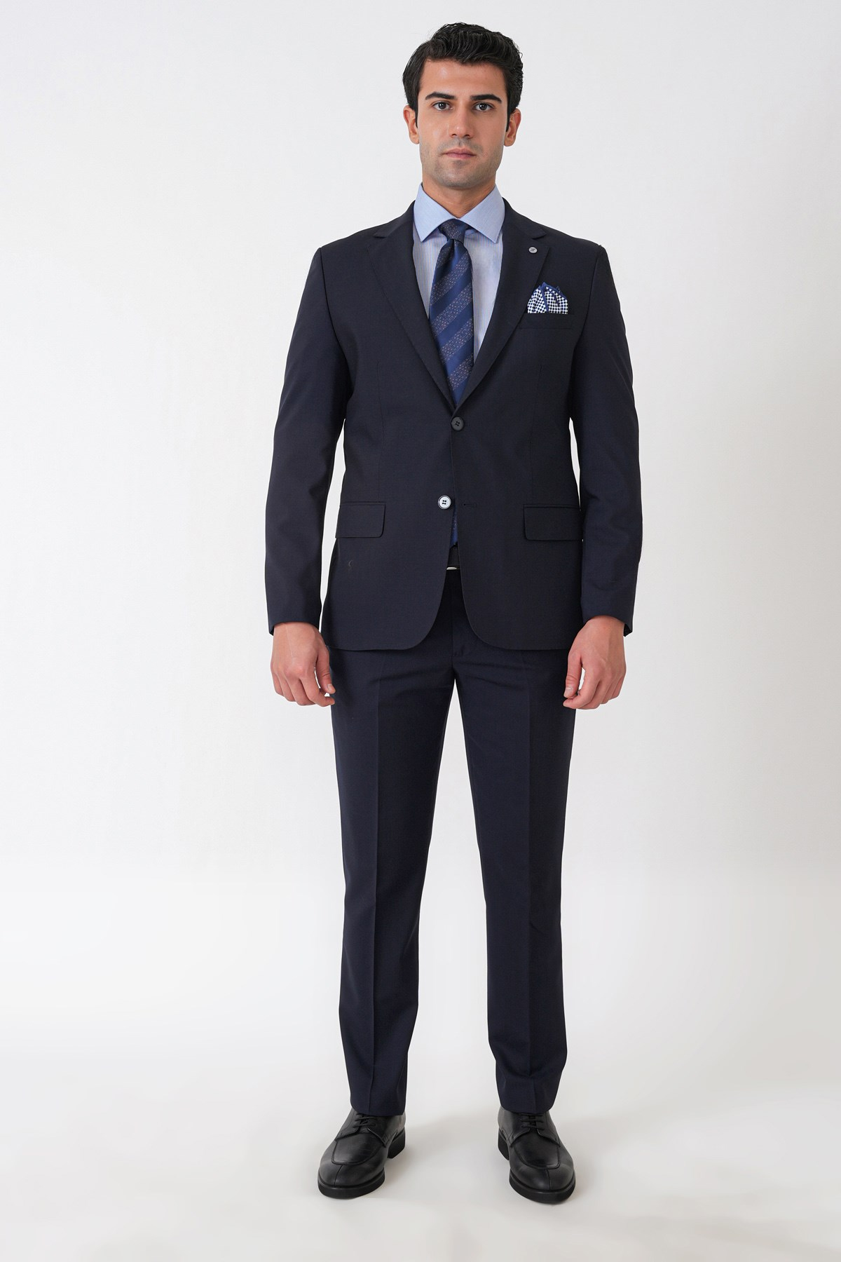 Slim Fit Esnek %97 Yünlü Düz Lacivert Takım Elbise TK 957