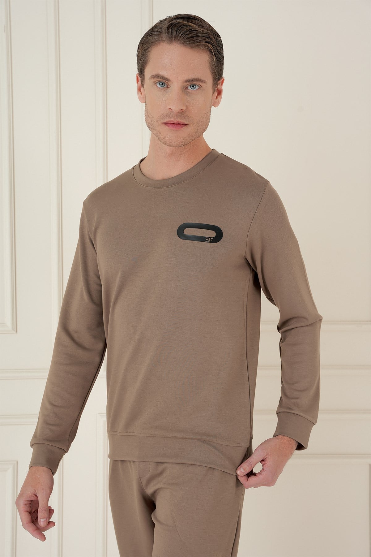 Slim Fit Esnek Pamuklu Uzun Kollu Vizon Tişört TS 888