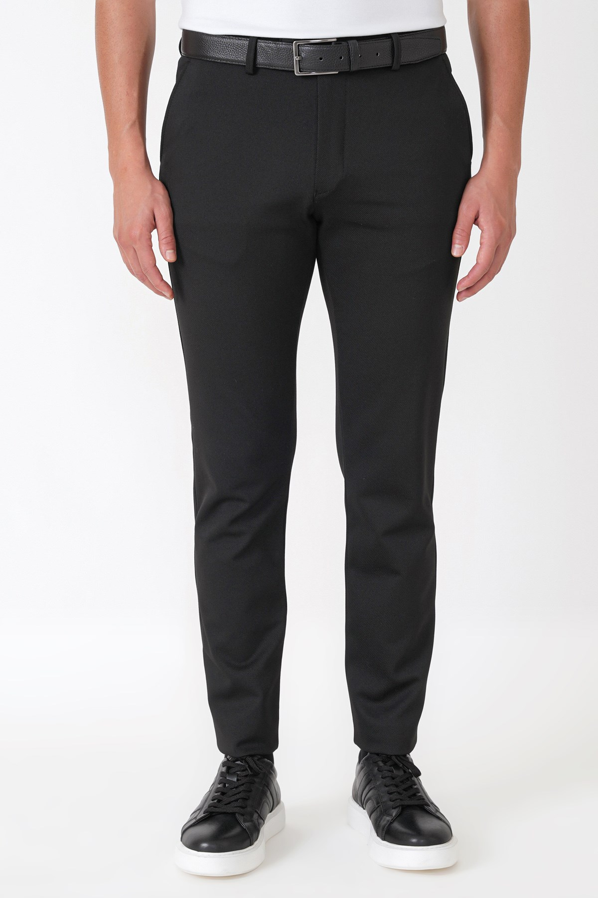 Slim Fit Esnek Pamuklu Yan Cepli Siyah Pantolon P 1231