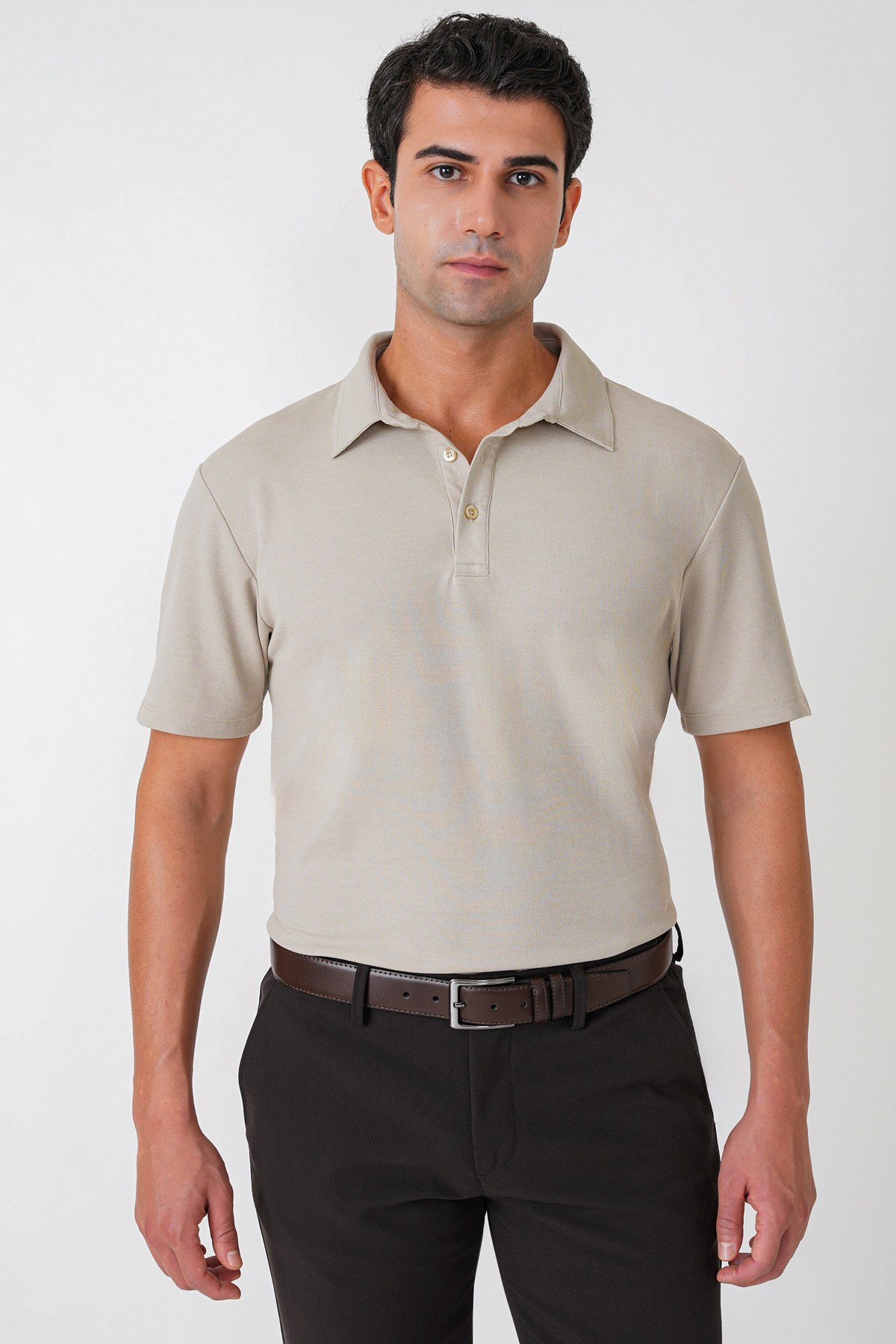 Slim Fit Pamuklu Kıvrılmaz Polo Yaka Taş Tişört TS 928