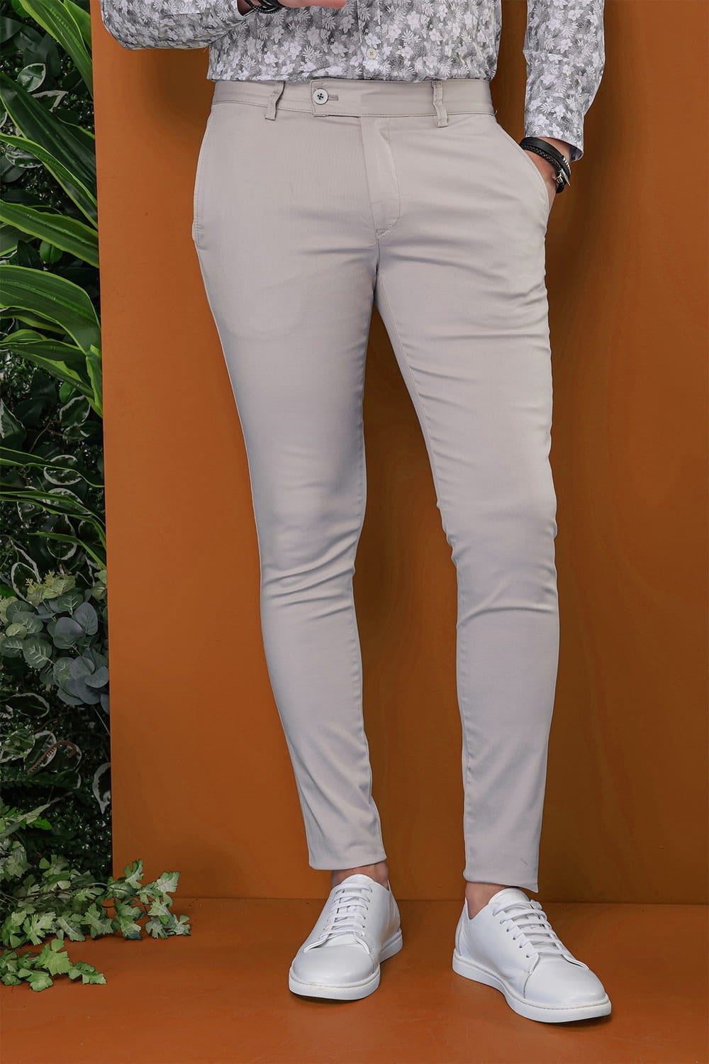 Slim Fit Pilesiz Yan Cepli Esnek %97 Pamuk Taş Chino Pantolon P 1112