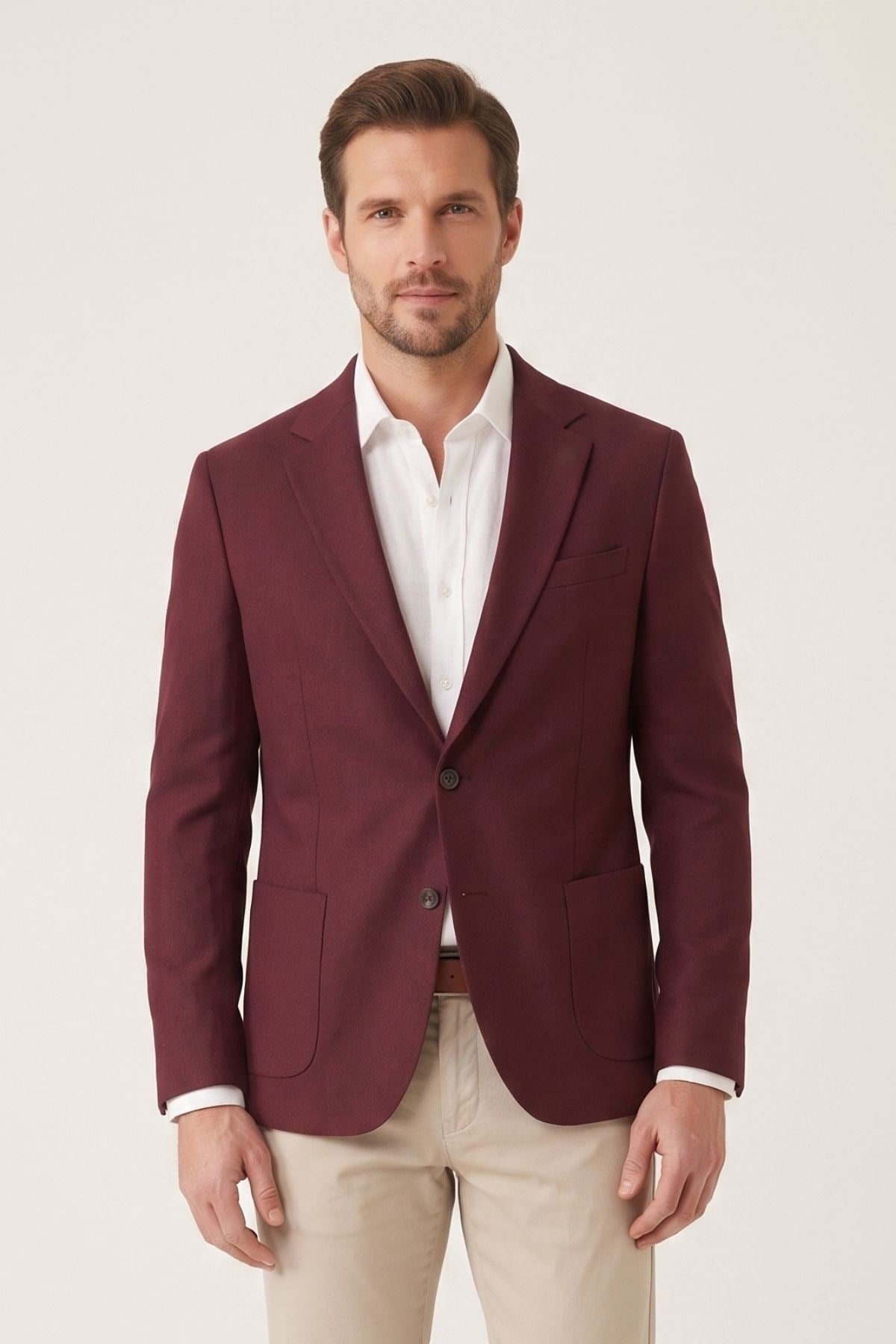 Slim Fit Torba Cepli Esnek Pamuk Bordo Ceket C 735