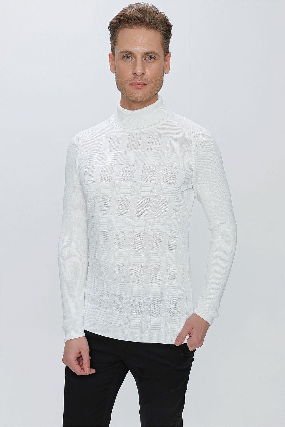 TR 852 Slim Fit Ekru Klasik Triko