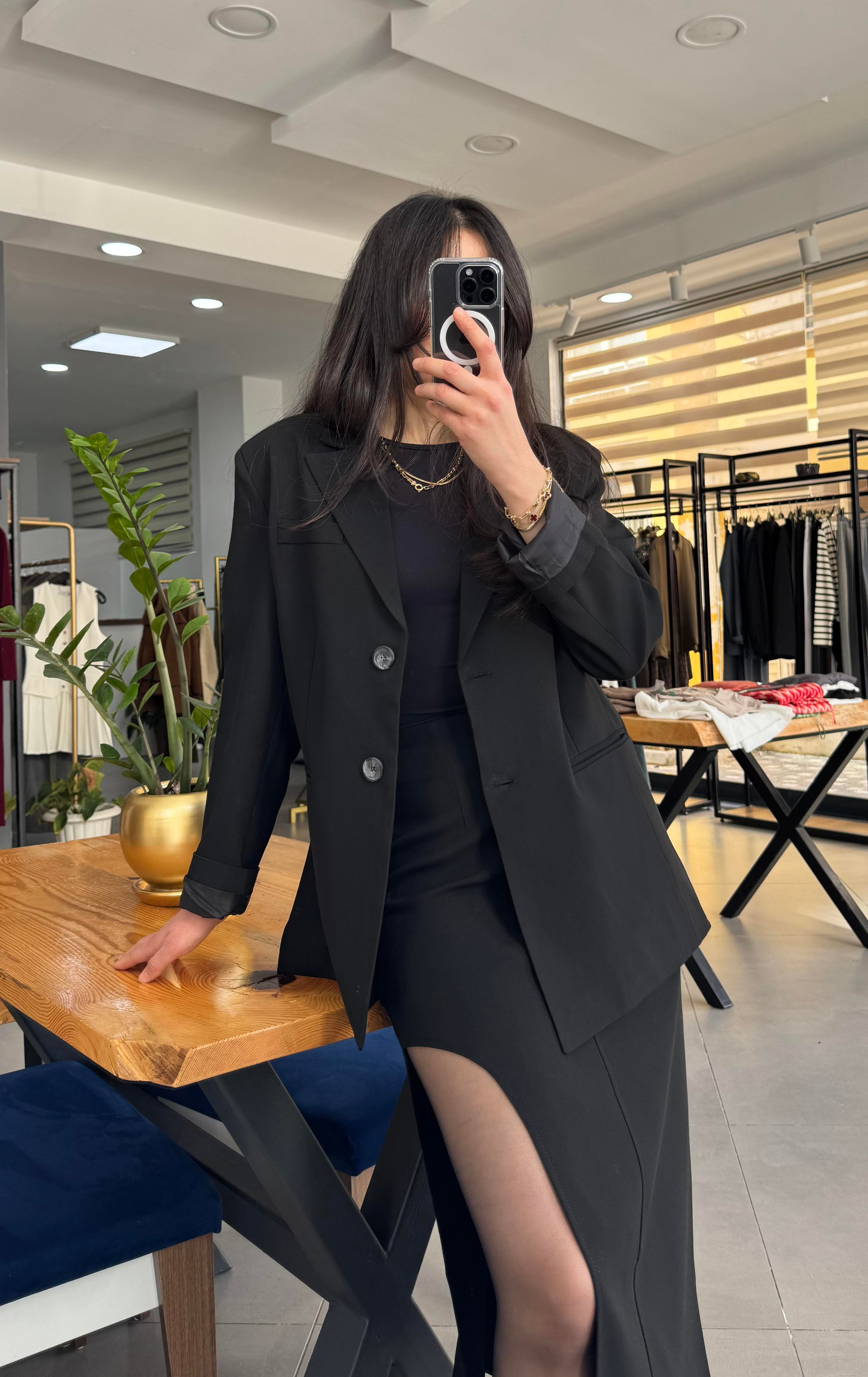 Oversize Siyah Blazer Ceket