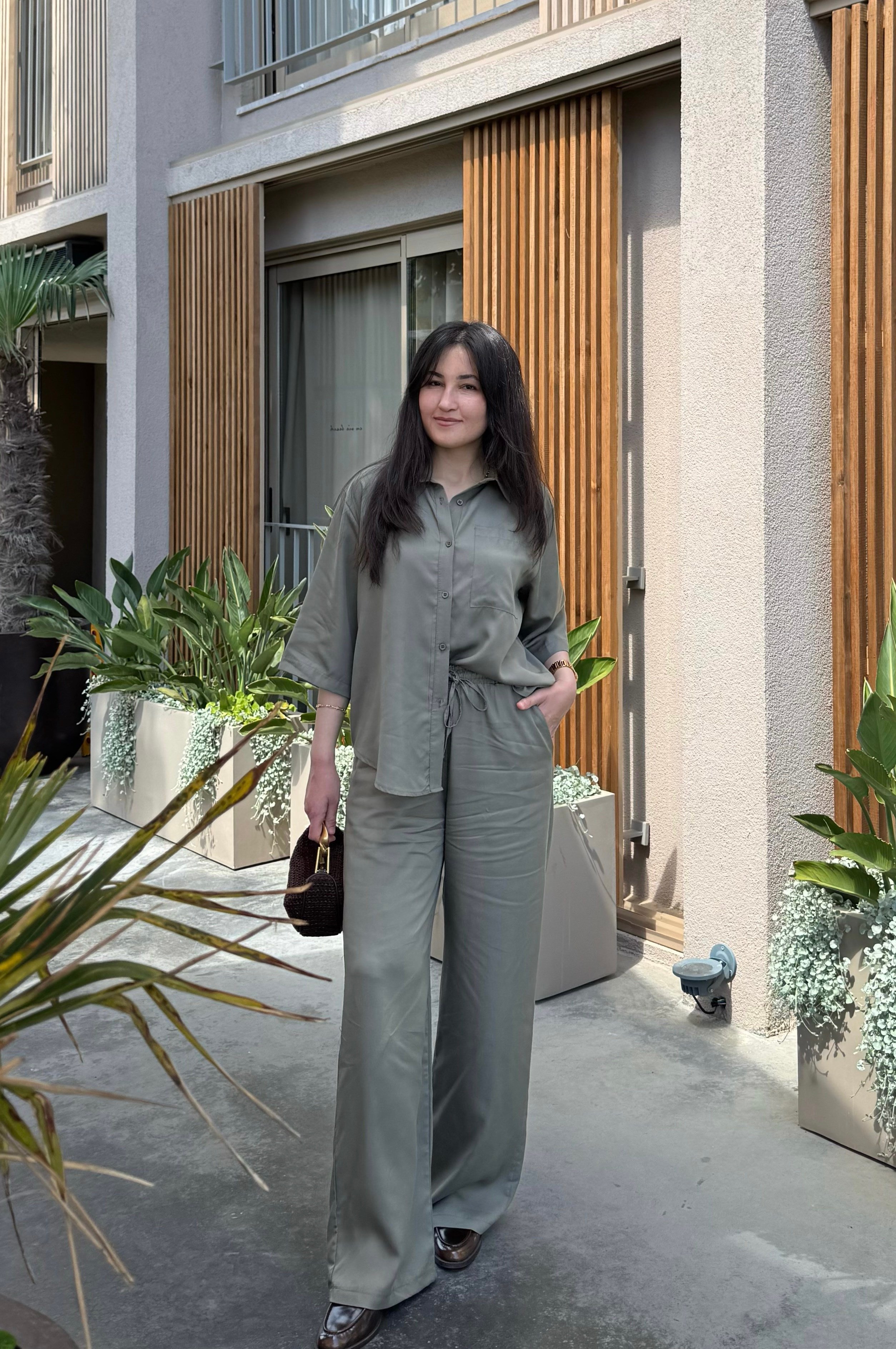 Tencel Gömlek Pantolon Haki Takım