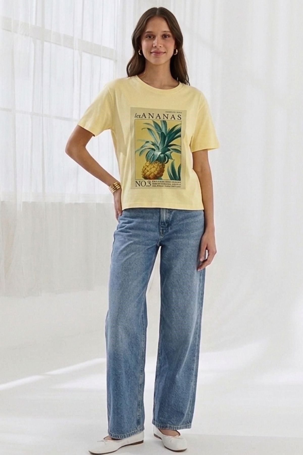 Ananas Desenli Tişört SARI