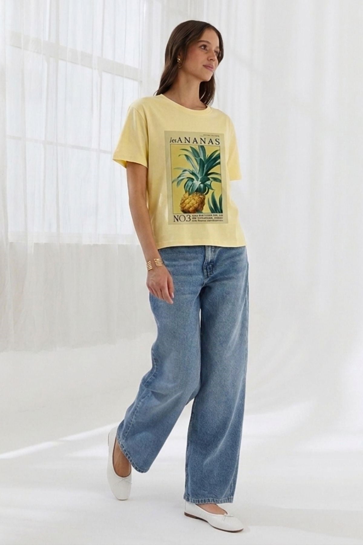 Ananas Desenli Tişört SARI