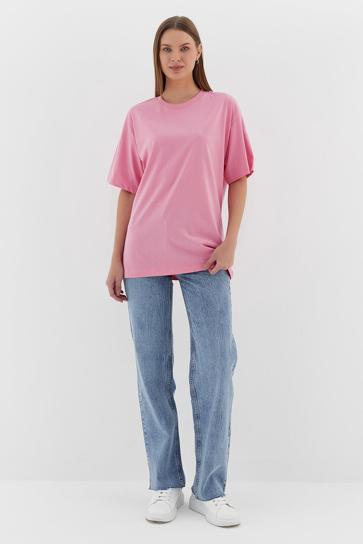 Basic Oversize Tshirt PEMBE