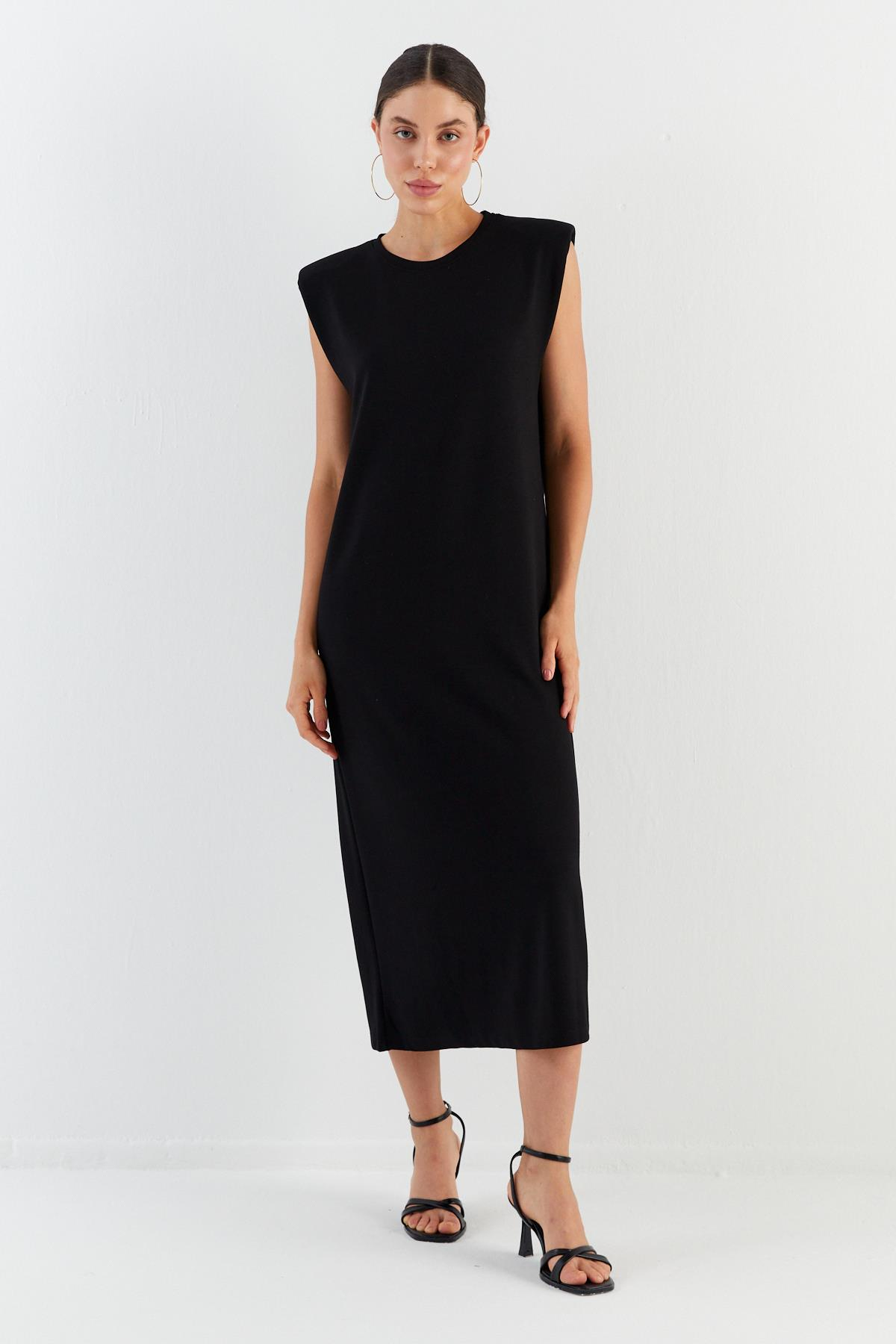 Basic Vatkalı Elbise SIYAH