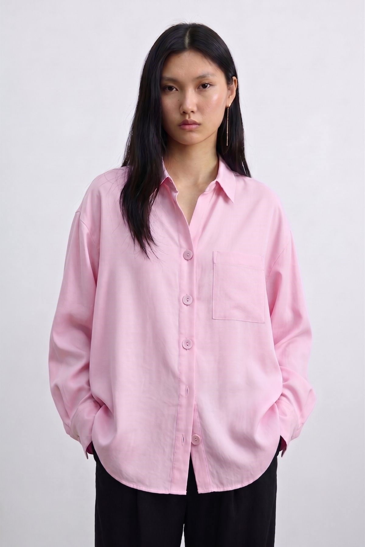 Cepli Oversize Gömlek PEMBE