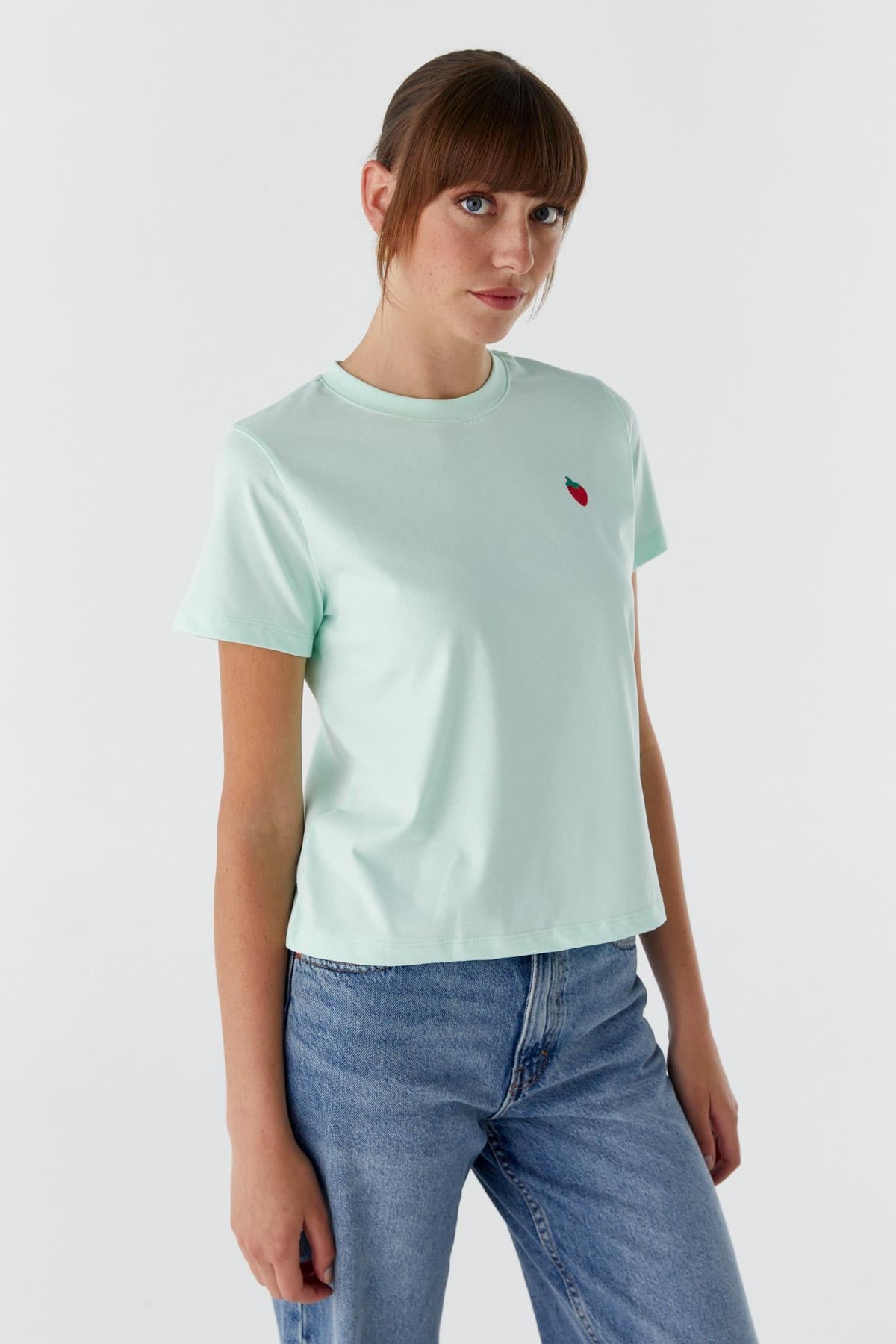 Çilek Baskılı Tshirt MINT