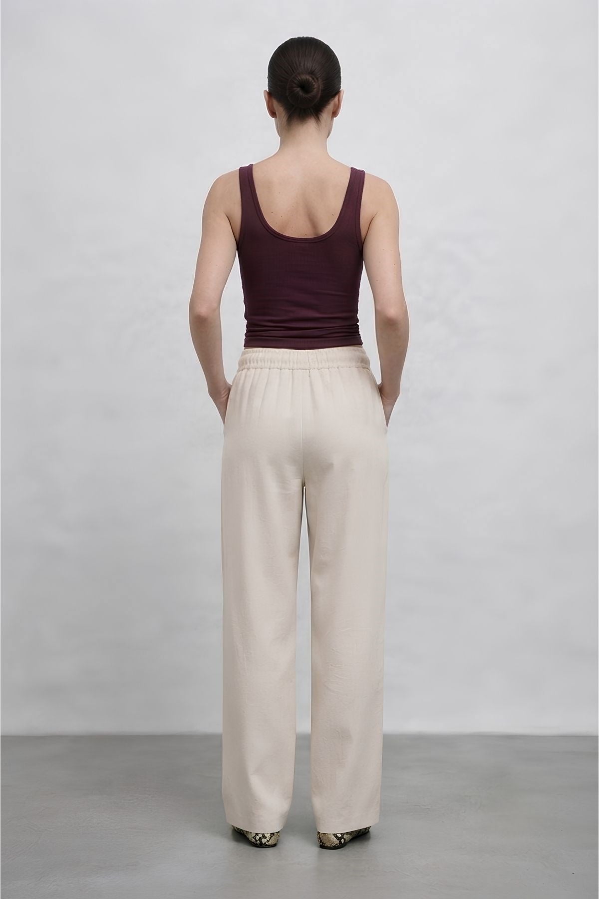 Geniş Paça Modal Pantolon KREM