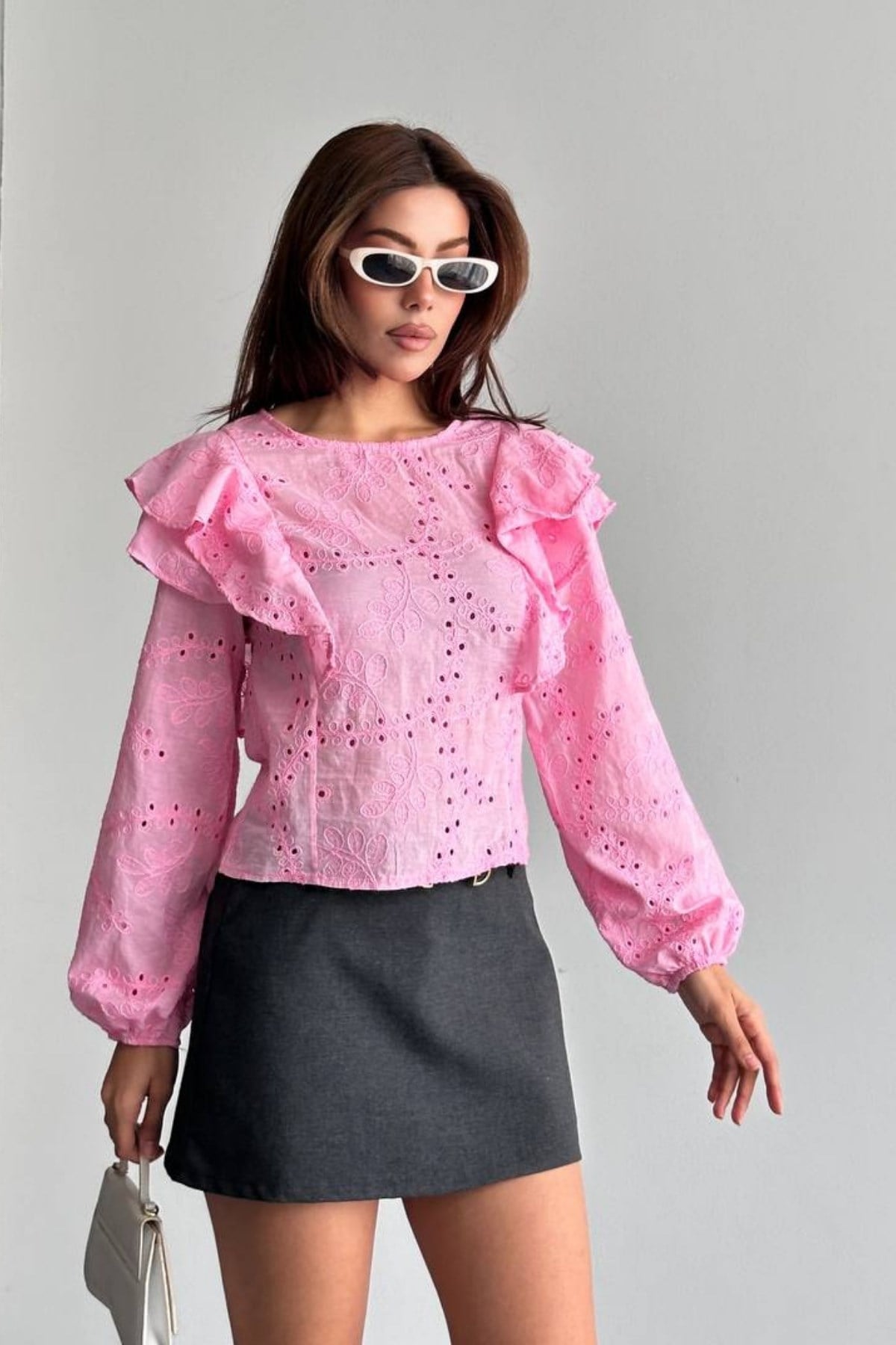 Kolu Volanlı Fisto Bluz PEMBE